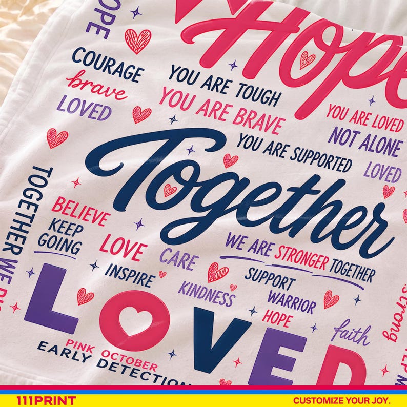 Personalized Breast Cancer Awareness Blanket for Women, Pink Ribbon Throw for survivors, chemo patients, recovery care and support gifts