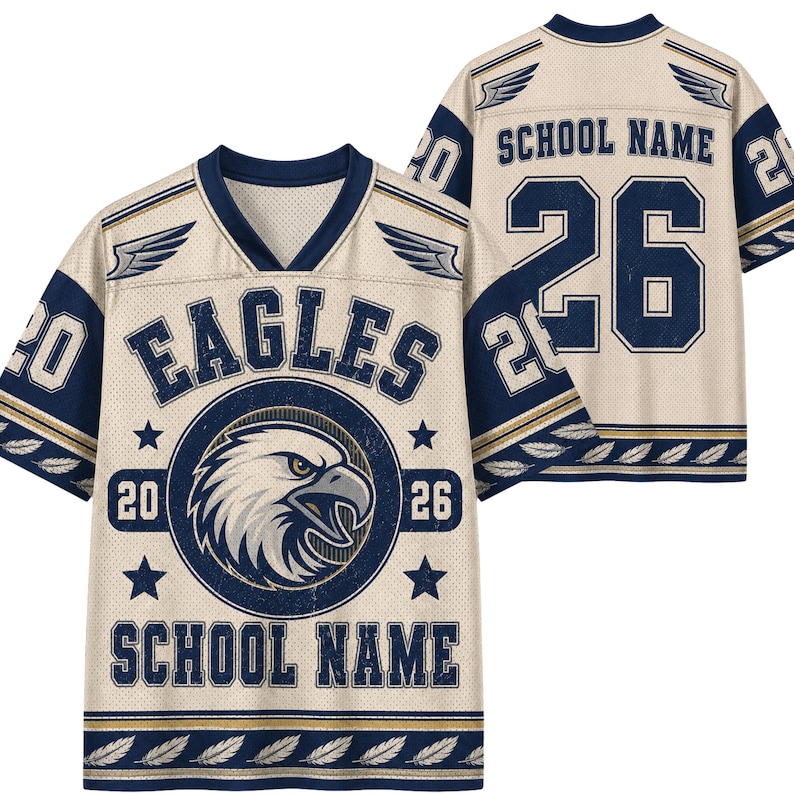 Personalized School Mascot Football Jersey, Custom Vintage Gators Tigers Wildcats V-Neck Shirt, Friday Night Lights School Spirit Top