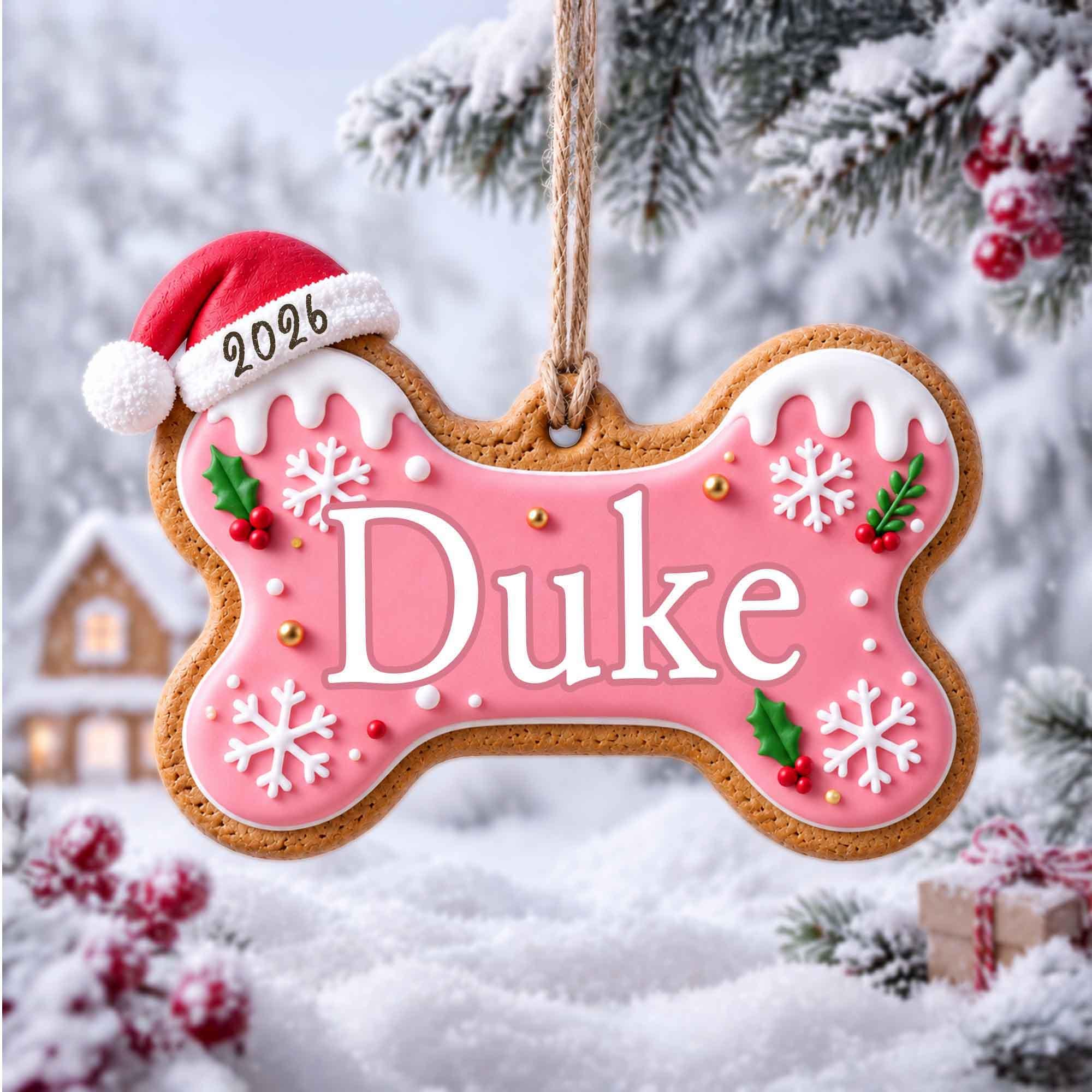 Personalized Dog Bone Christmas Ornament, Custom Pet Ornament, Dog Christmas Gift, Dog Lover Gift, New Puppy Gift, Christmas Tree Decor