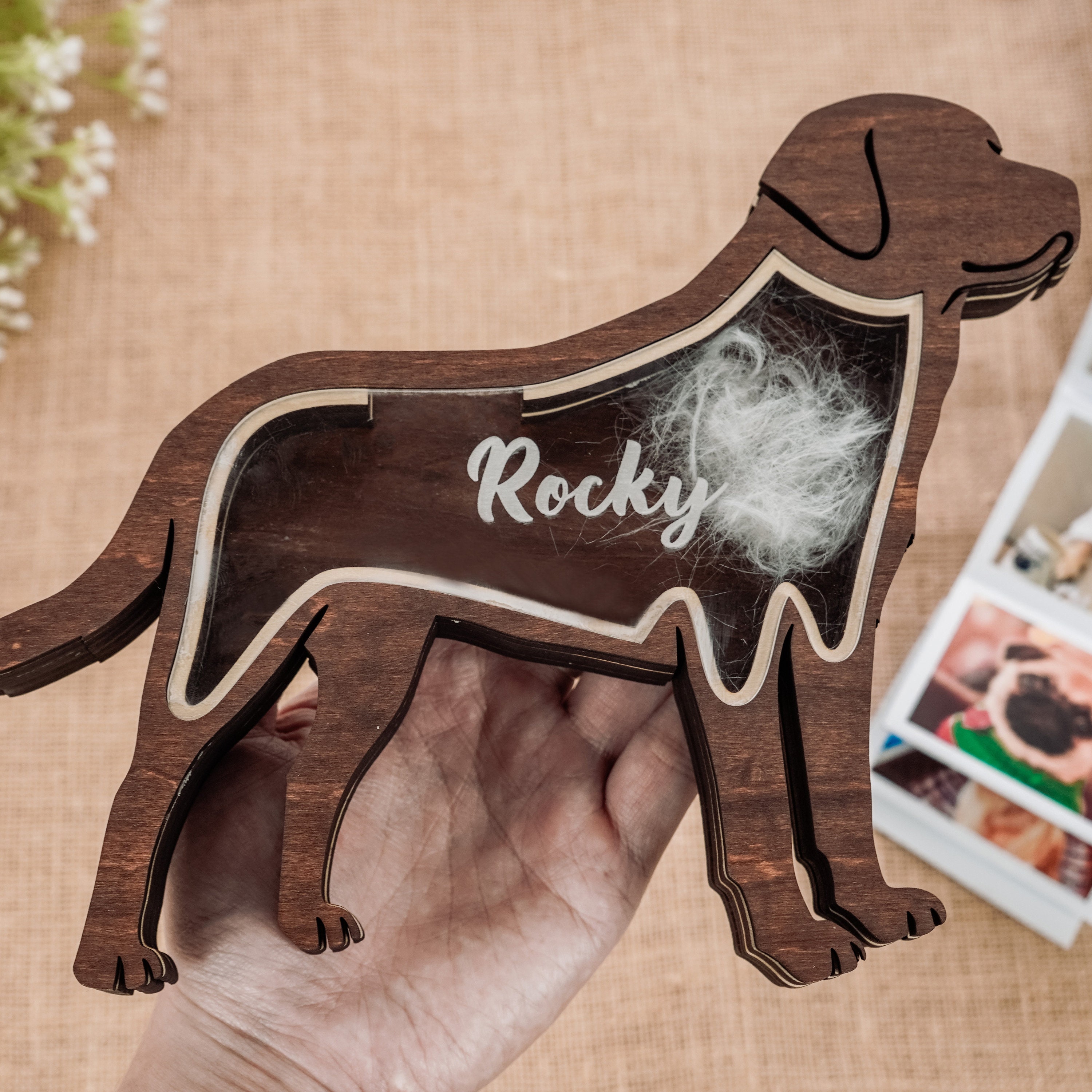 Personalized Pet Memorial Gift Personalised Hair Memorial Box, Wooden Pet Statue Fur Urn Keepsake, Pet Loss Gift, Dog Teeth Hair Memorial, Cat Keepsake