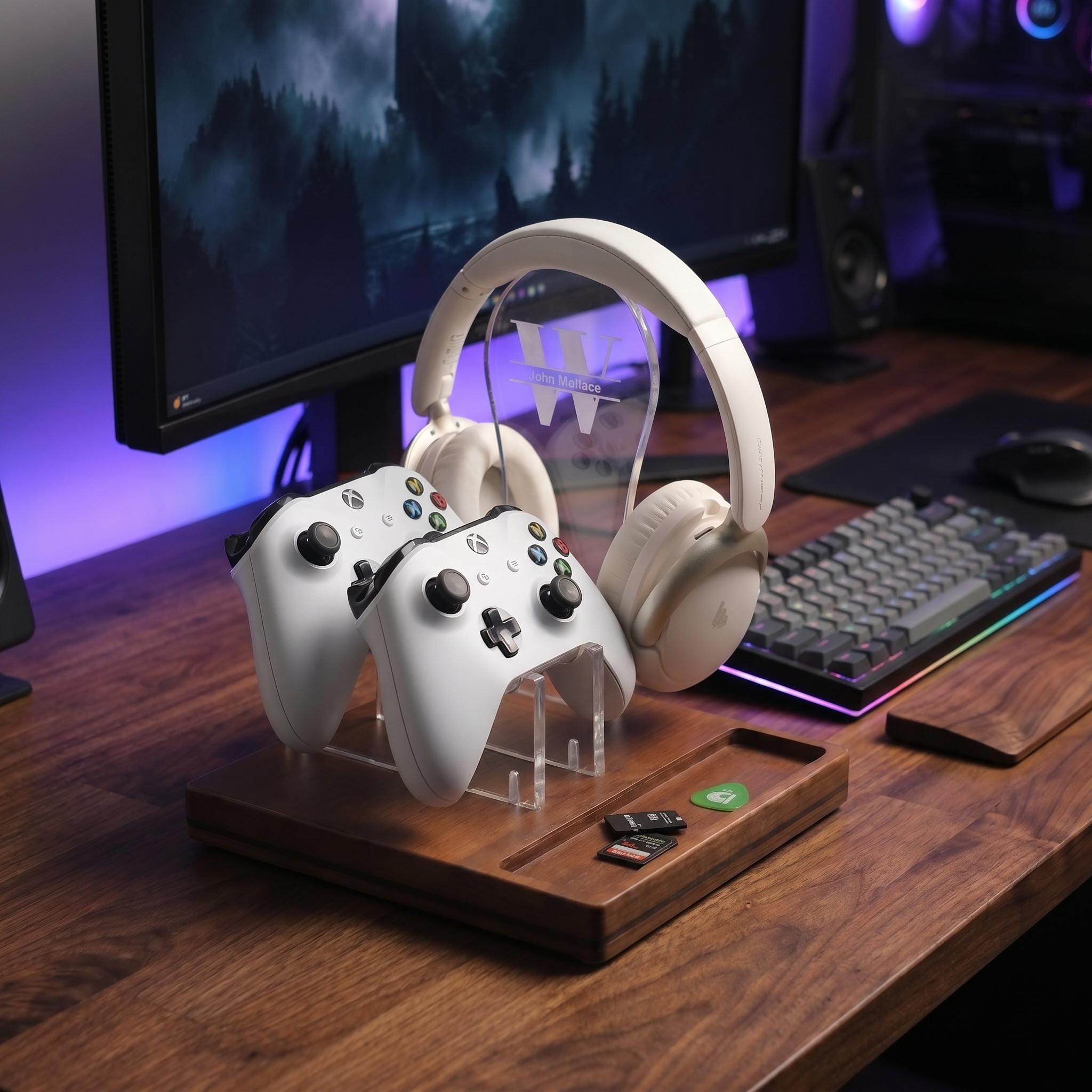 Personalized Led Headphone Stand, Streamer Headset Holder Stand, Gamertag Led Light Sign, Headphone Holder, Christmas Gifts for Gamers