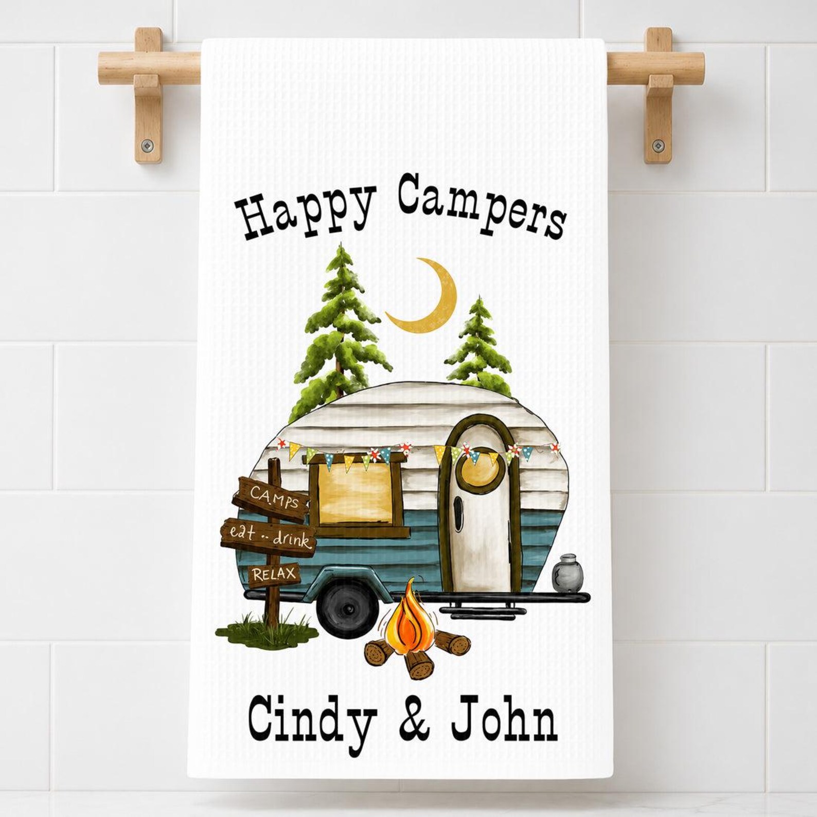 [Copy]Personalized Camping Christmas gift for Couples Tent Camping Decor Custom Pappy Camper Tea Towel Kitchen Decoration Friendsmas gift idea him