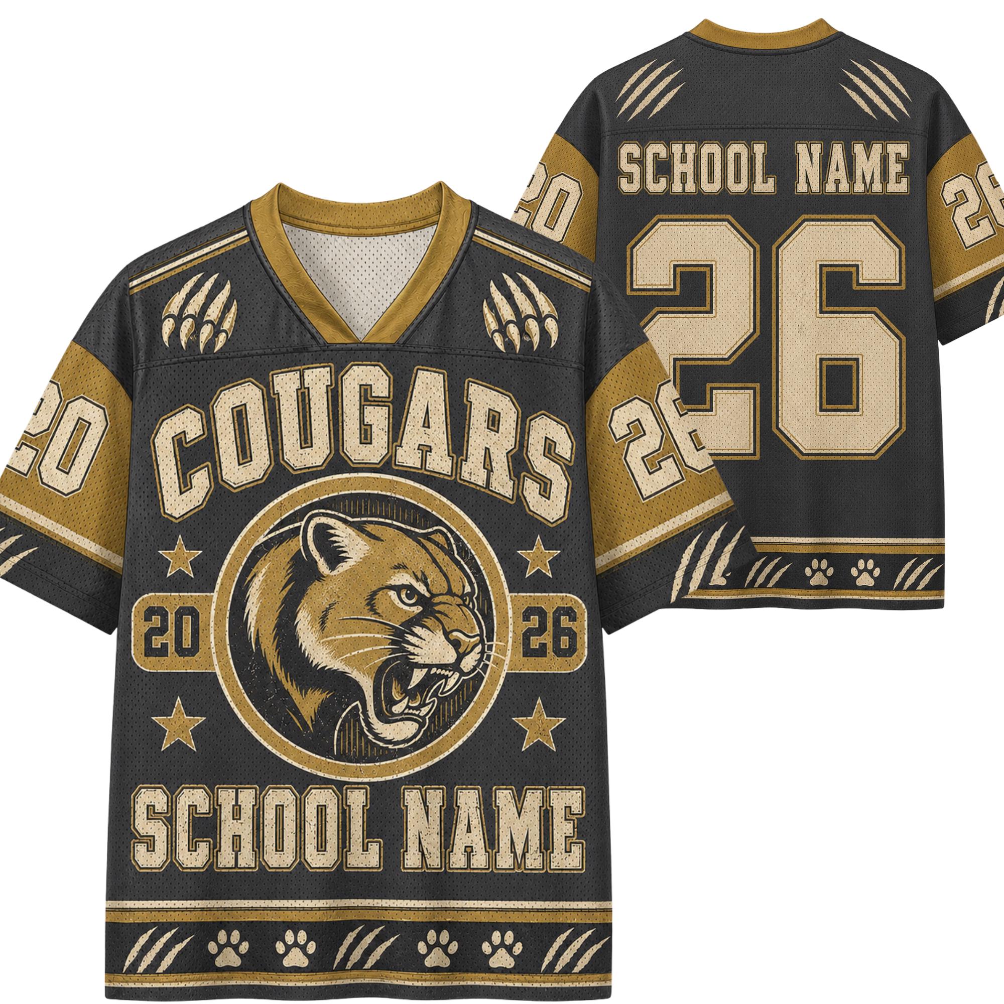 Personalized School Mascot Football Jersey, Custom Vintage Gators Tigers Wildcats V-Neck Shirt, Friday Night Lights School Spirit Top