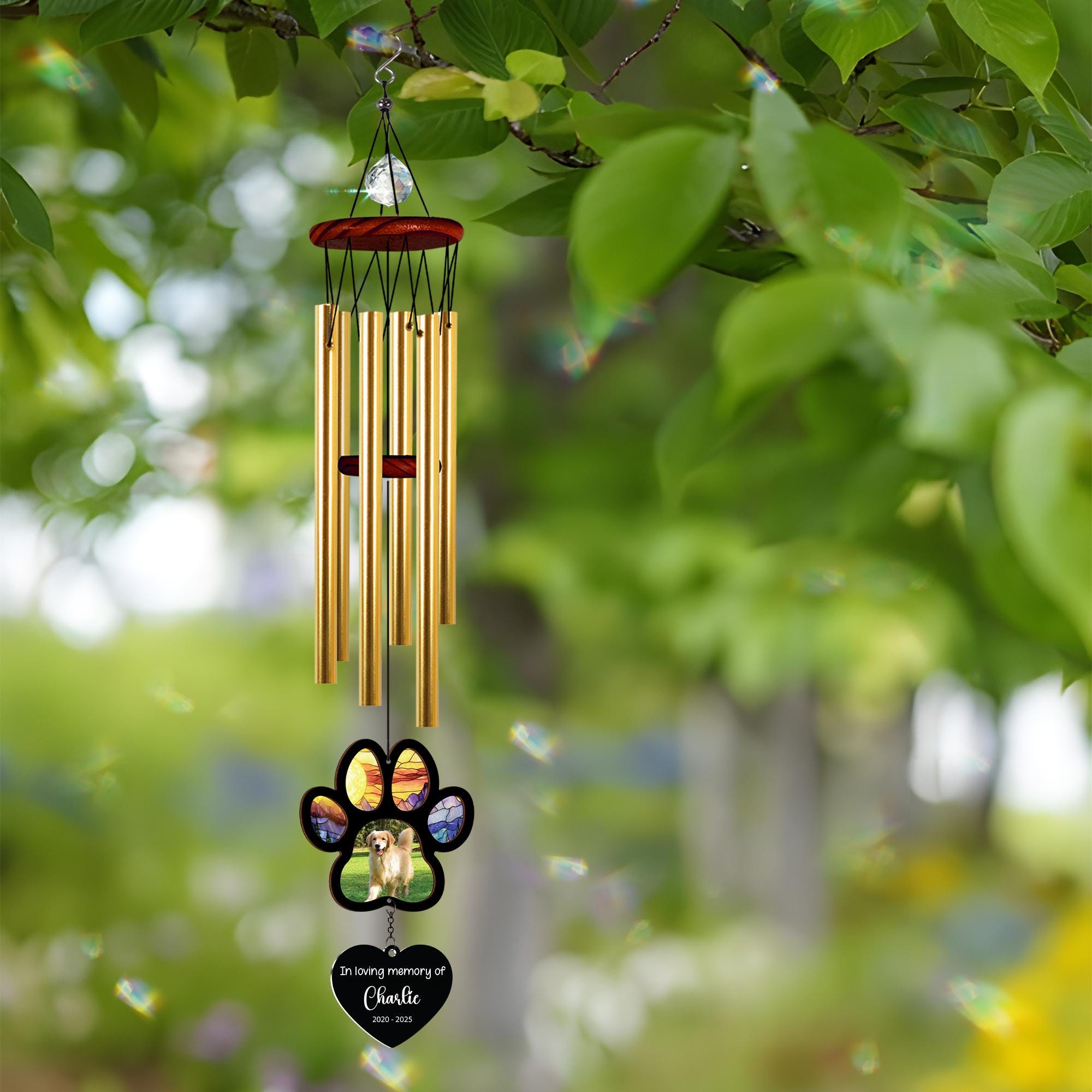 Personalized Memorial Suncatcher Wind Chime Dog | Loss Of Dog Gift | Outdoor Wind Chimes | Custom Photo Memorial Gifts | Gift for Pet Lovers