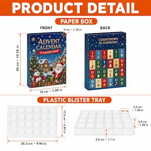 Santa Christmas Sports Tour Advent Calendar, 24 Days Countdown Sports Ornaments Box, Athlete Santa Xmas Gift Kids Adults