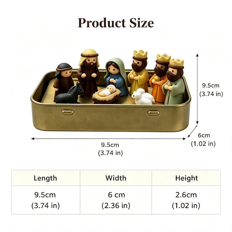 3D Mini Nativity Set, Shepherd & Manger Scene, Tin Box Baby Jesus Figurines, Christian Christmas Gift, Pocket Bible Keepsake