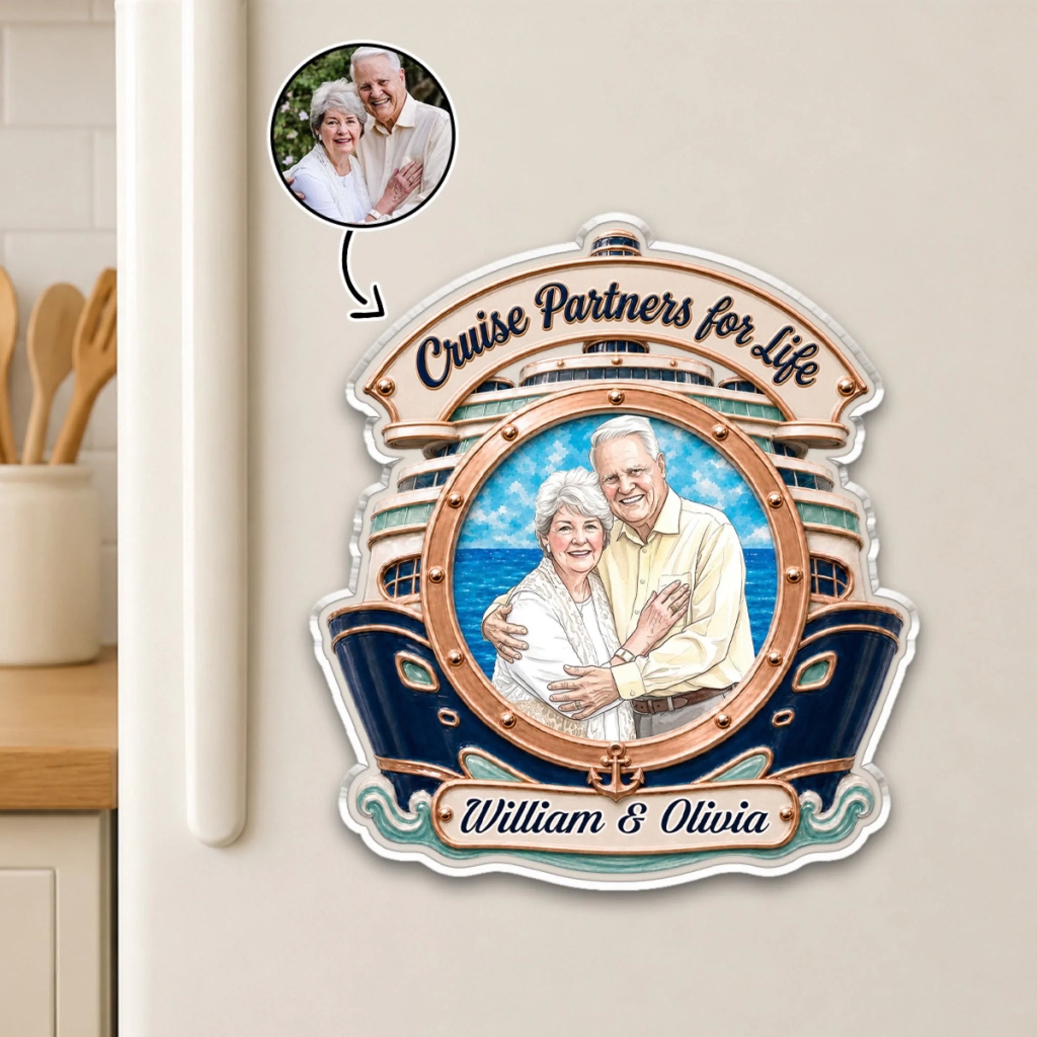 Personalized Cruise Partners for Life Couple Travel Acrylic Magnet