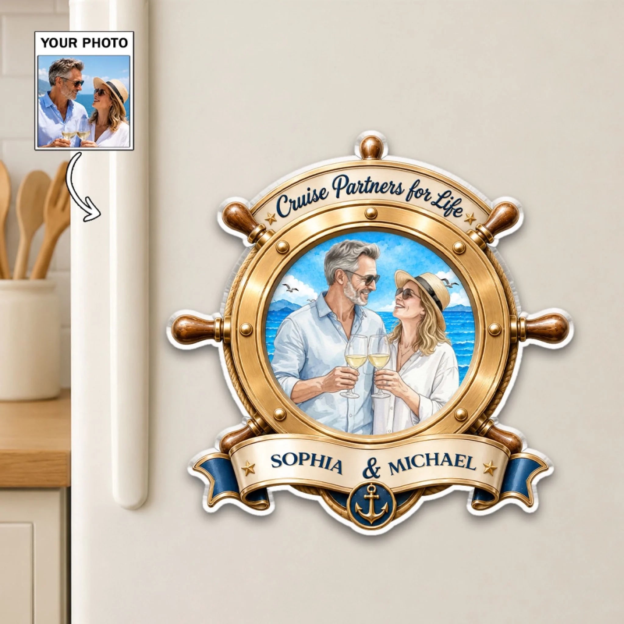 Personalized Cruise Partners for Life Couple Travel Acrylic Magnet