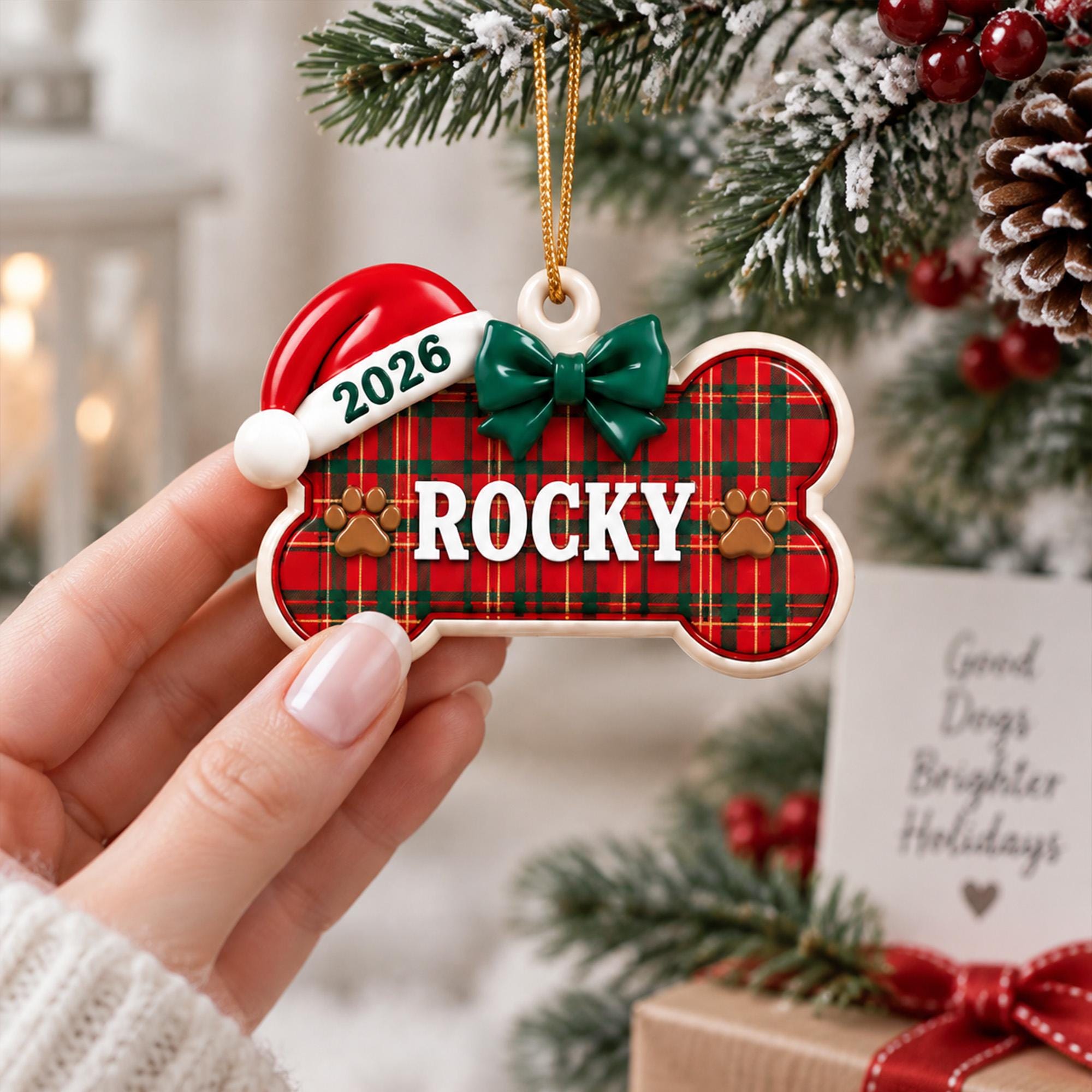 Personalized Dog Bone Ornament, New Puppy Ornament, Dog's First Christmas Ornament, Dog Memorial Keepsake, Dog Lover Gift, Holiday Decor