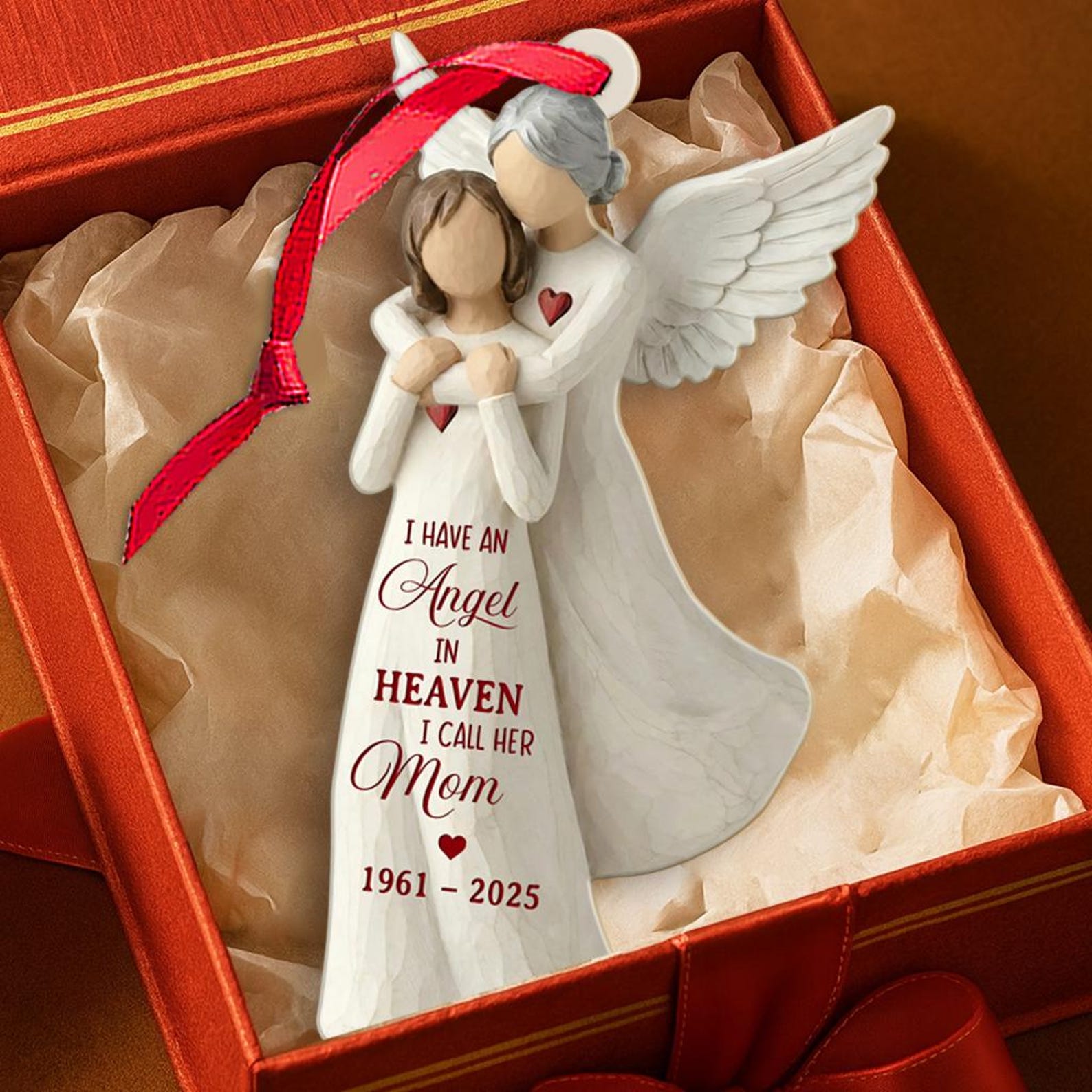 Personalized Memorial Ornament, Custom Christmas Angel In Heaven Dad Mom Loss Ornaments, Remembrance Keepsake, Loss of Parents Gift