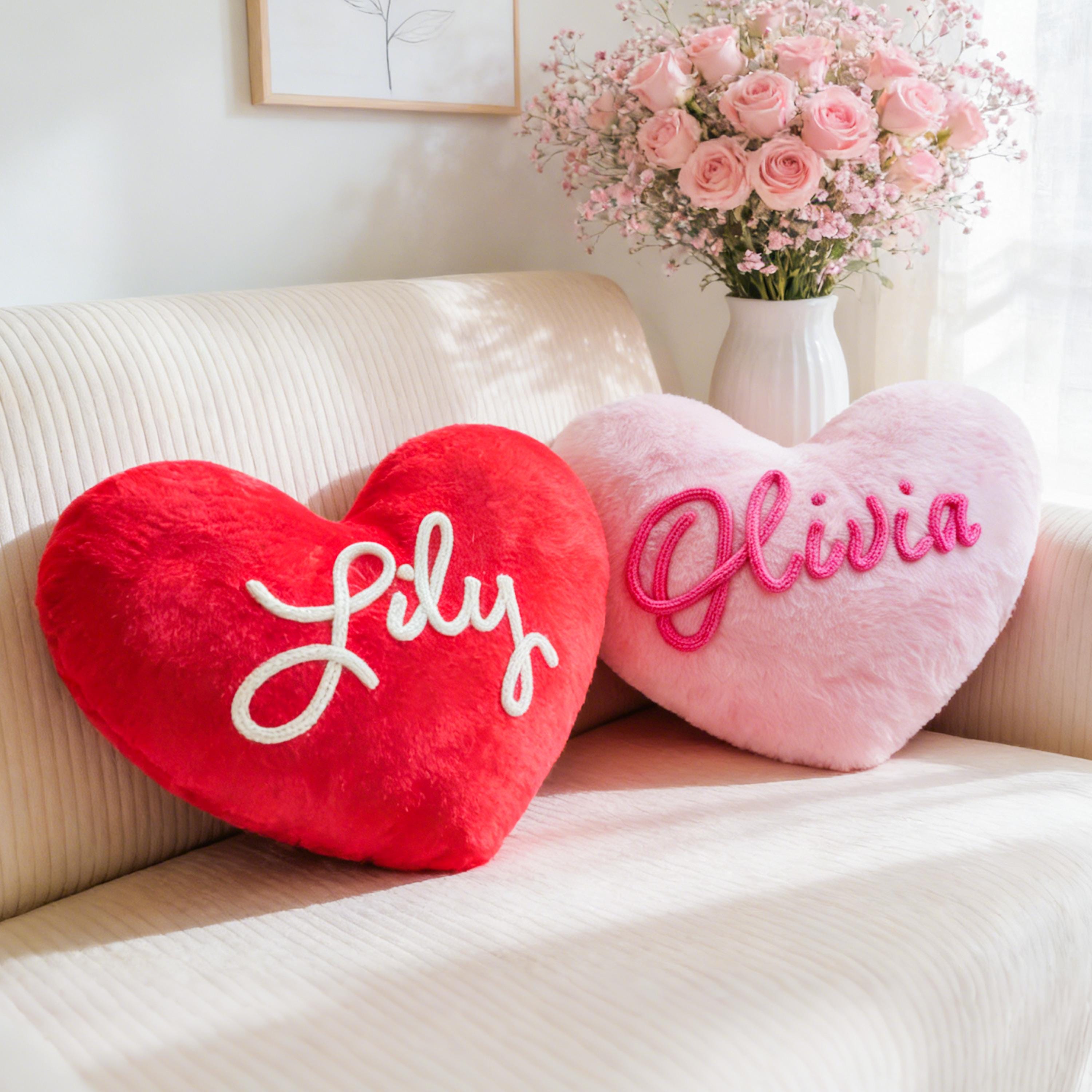 Personalized Heart Pillow Custom Name Design Sweet Gift For Girls Valentine's Day Gift