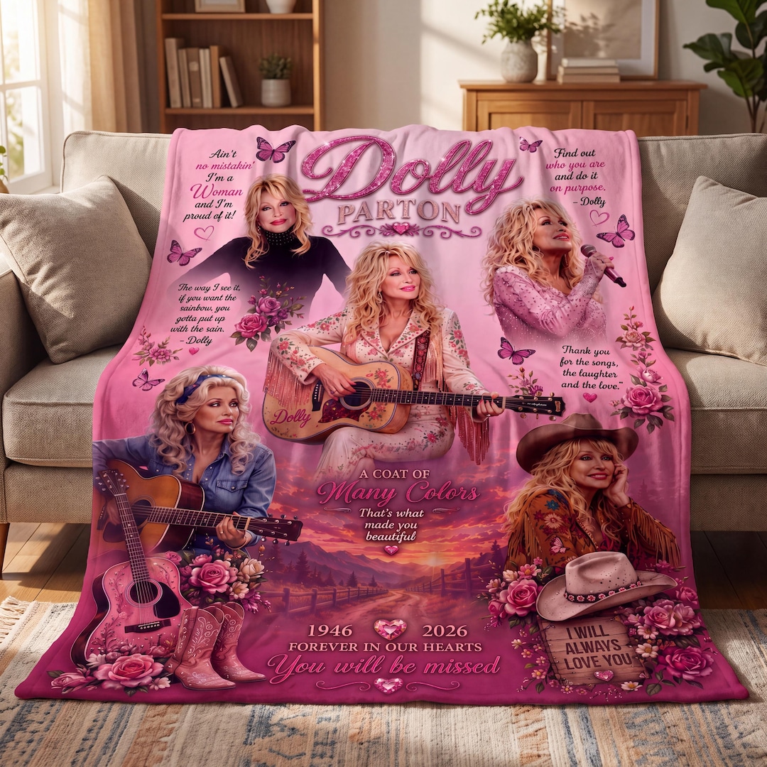 Dolly Parton Blanket, Dolly In Loving Memory Throw, Retro Dolly Forever Flannel Fleece Blanket, Country Music Fan Gift, 9 to 5 Western Decor