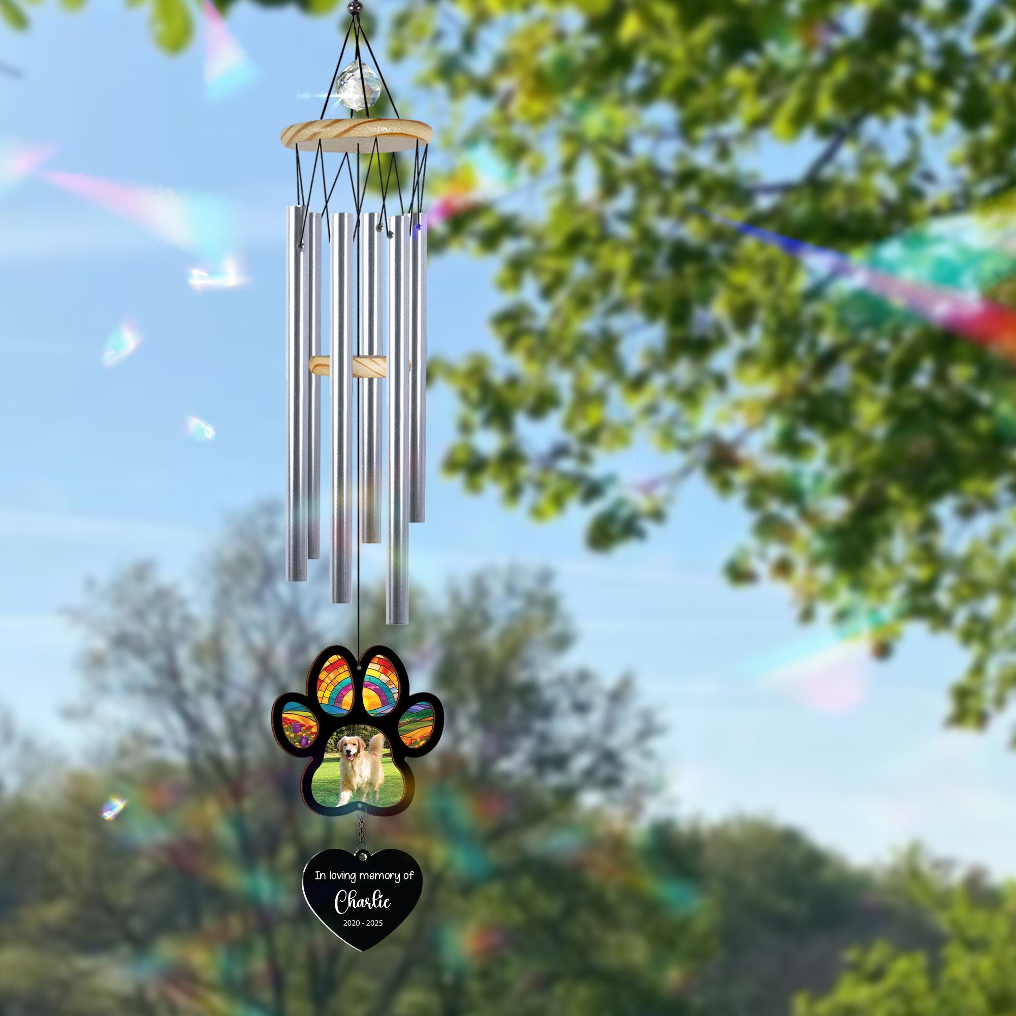 Personalized Memorial Suncatcher Wind Chime Dog | Loss Of Dog Gift | Outdoor Wind Chimes | Custom Photo Memorial Gifts | Gift for Pet Lovers