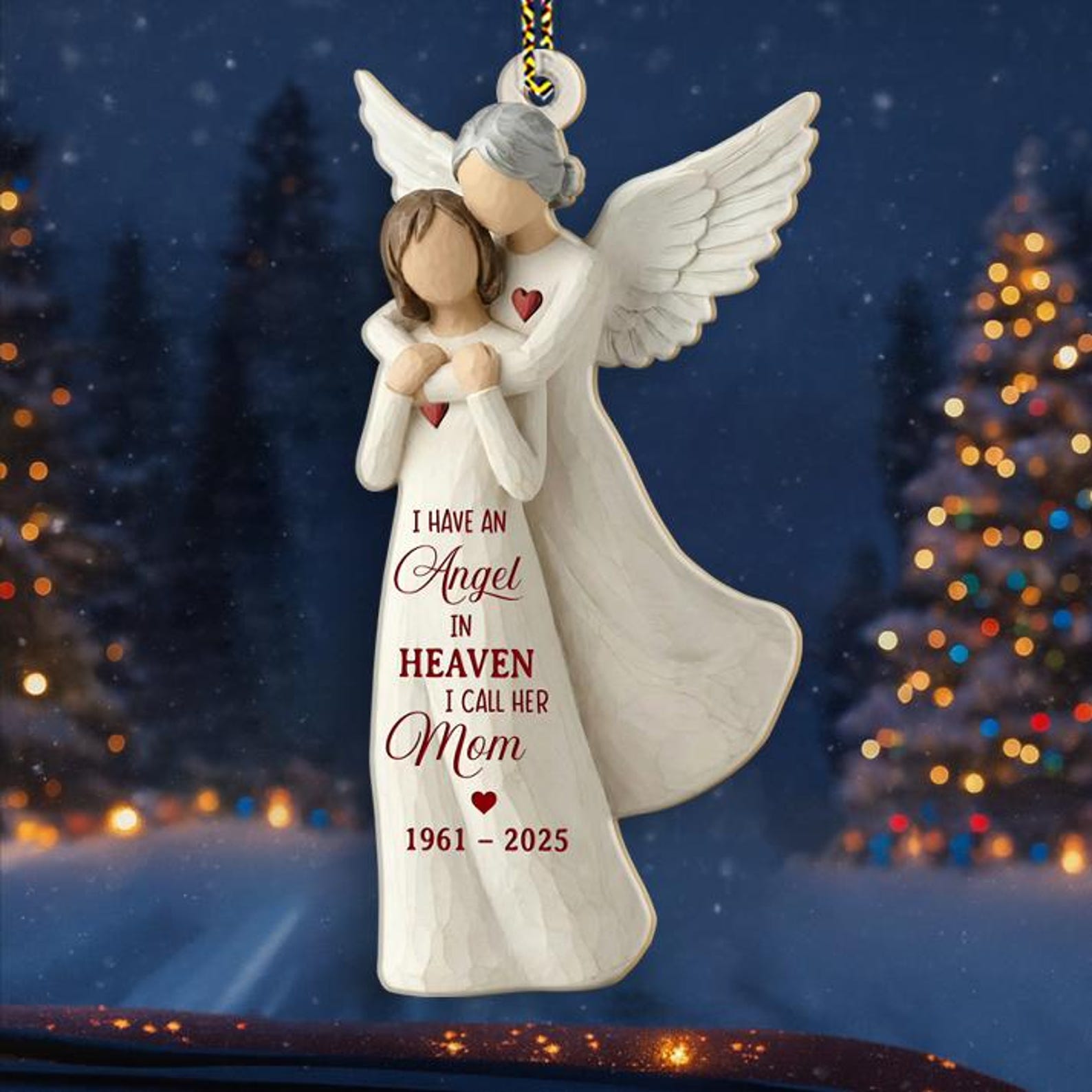 Personalized Memorial Ornament, Custom Christmas Angel In Heaven Dad Mom Loss Ornaments, Remembrance Keepsake, Loss of Parents Gift
