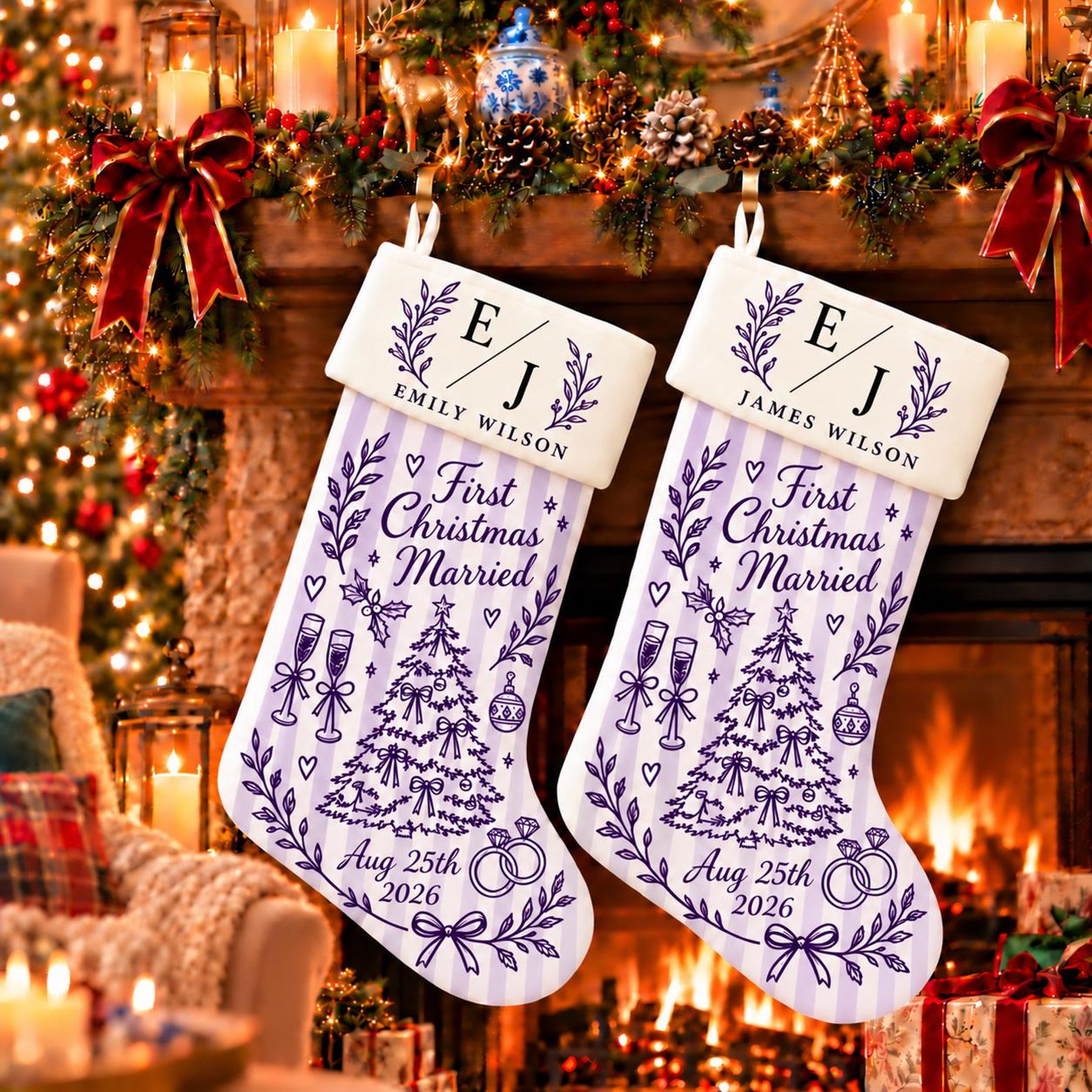 [Copy]Personalized Photo Christmas Stocking Decor With Name