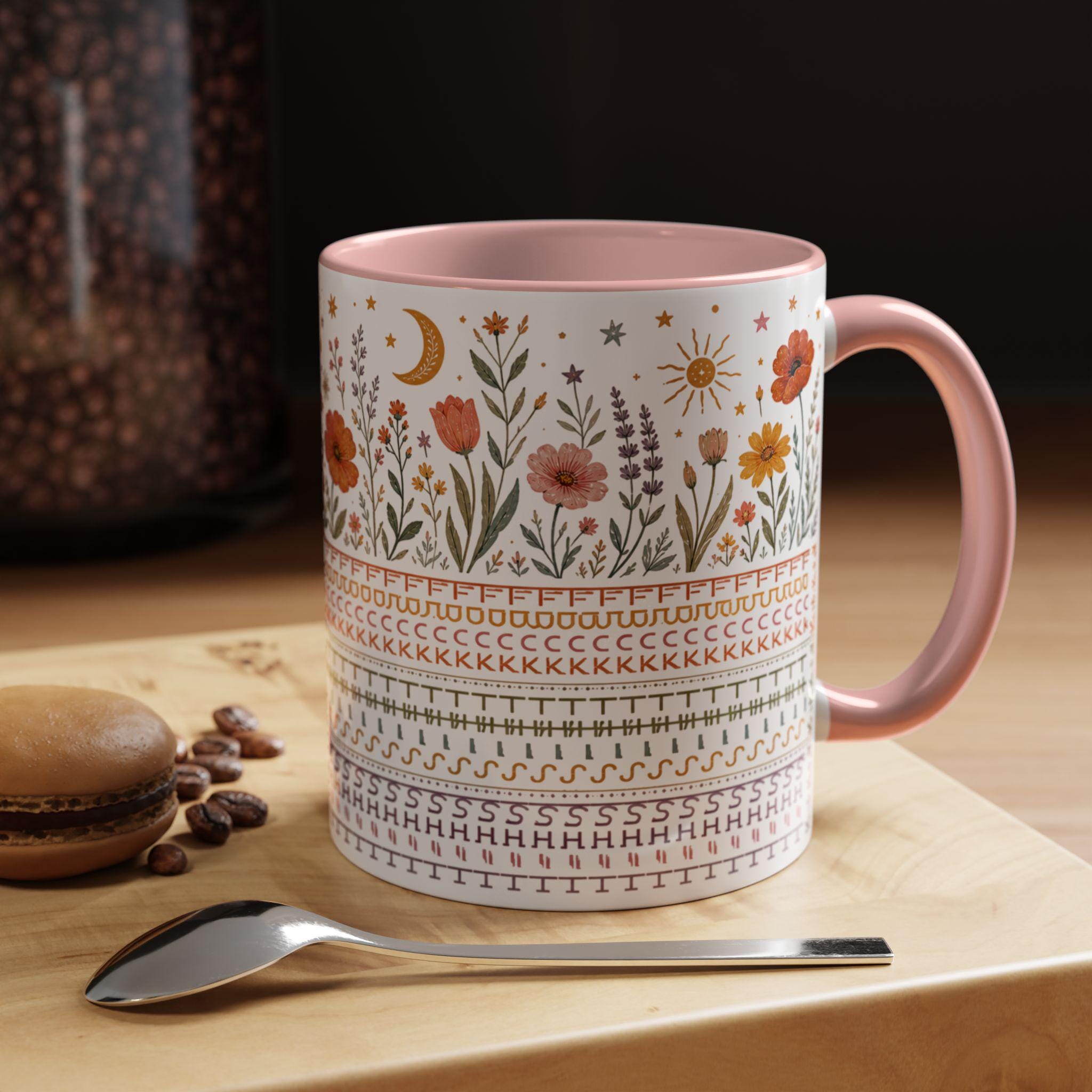 Hidden Swear Word Mug, Fuck This Shit Coffee Cup, Boho Floral Adult Humor Gift, Funny Coworker Mug, 11 oz Accent Mug