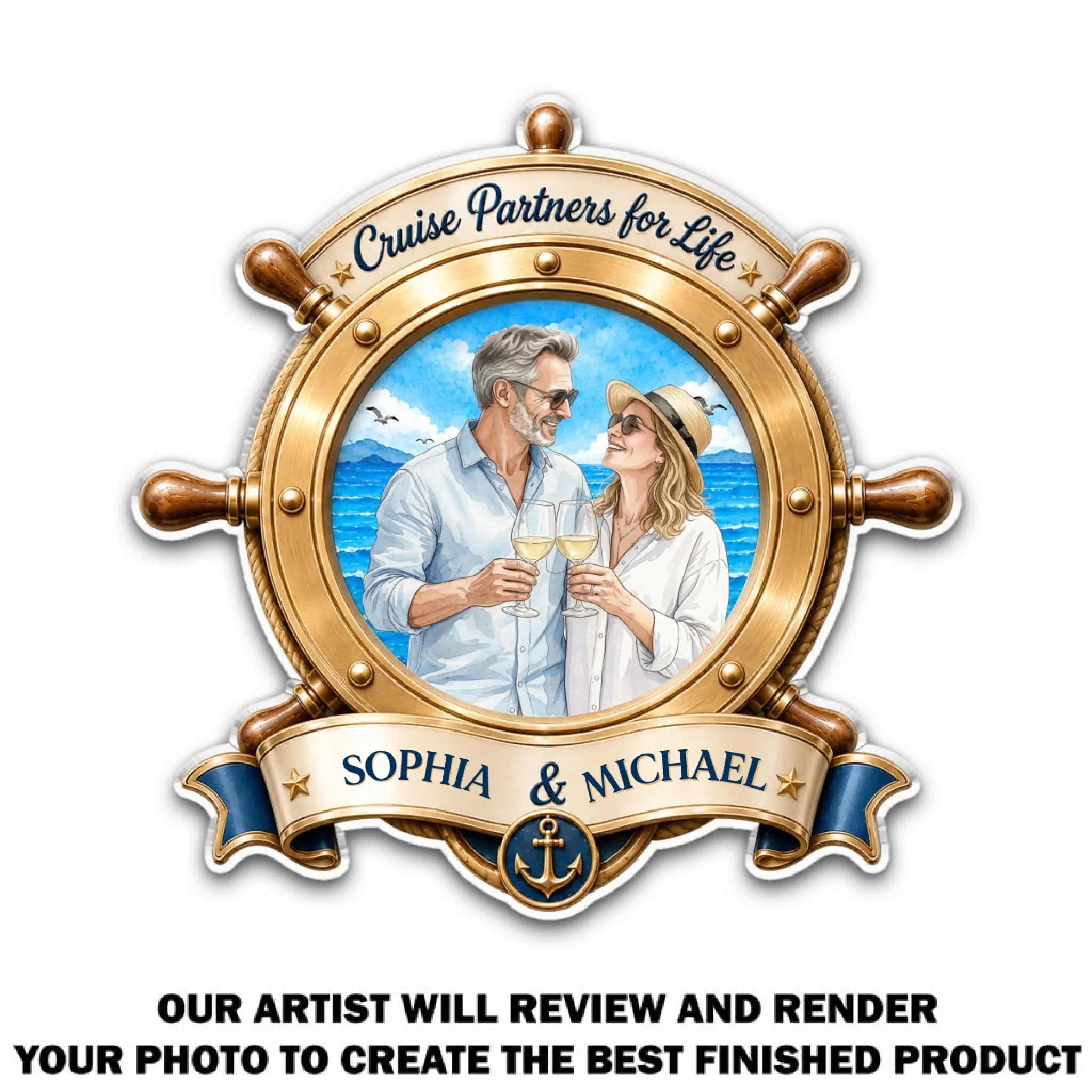 Personalized Cruise Partners for Life Couple Travel Acrylic Magnet