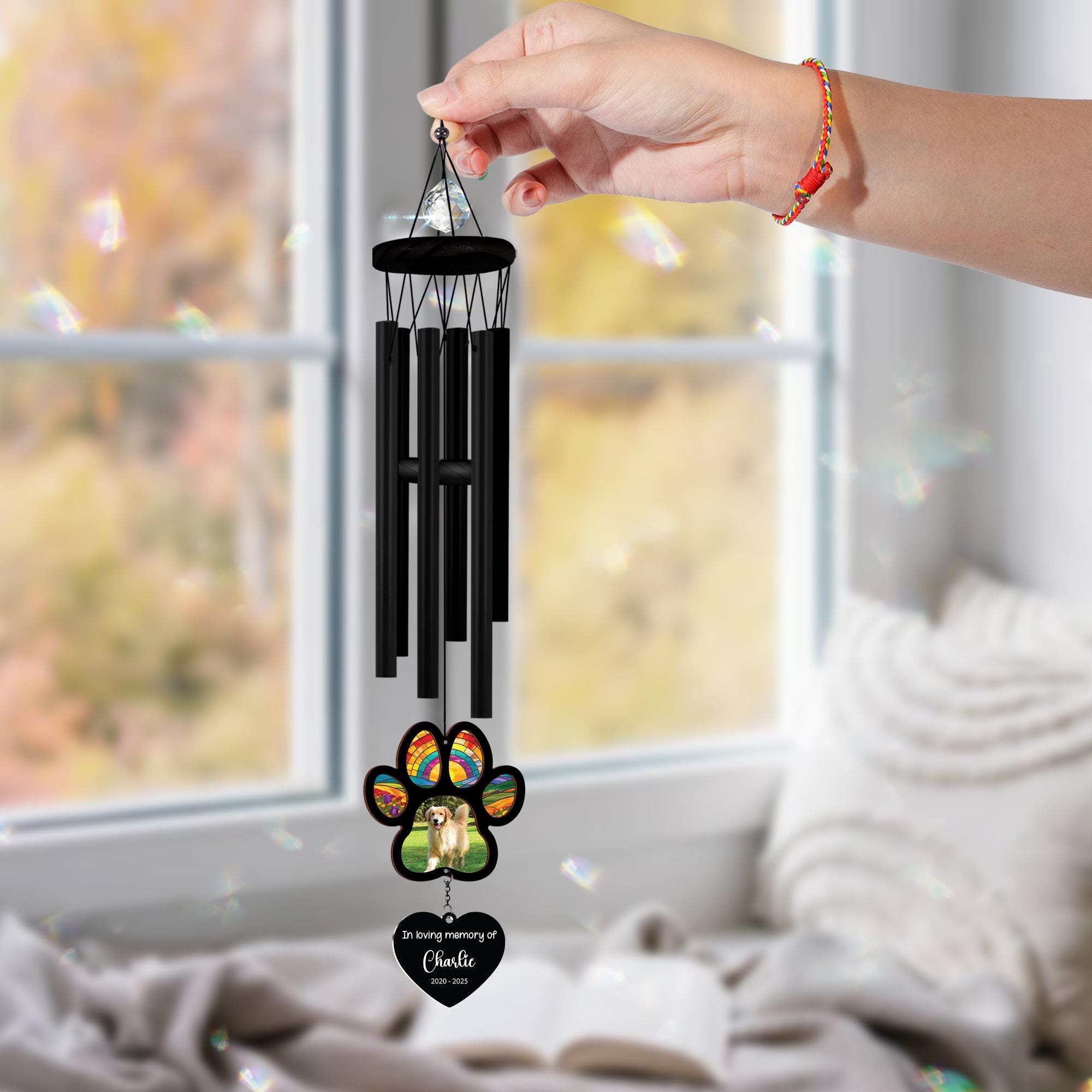 Personalized Memorial Suncatcher Wind Chime Dog | Loss Of Dog Gift | Outdoor Wind Chimes | Custom Photo Memorial Gifts | Gift for Pet Lovers