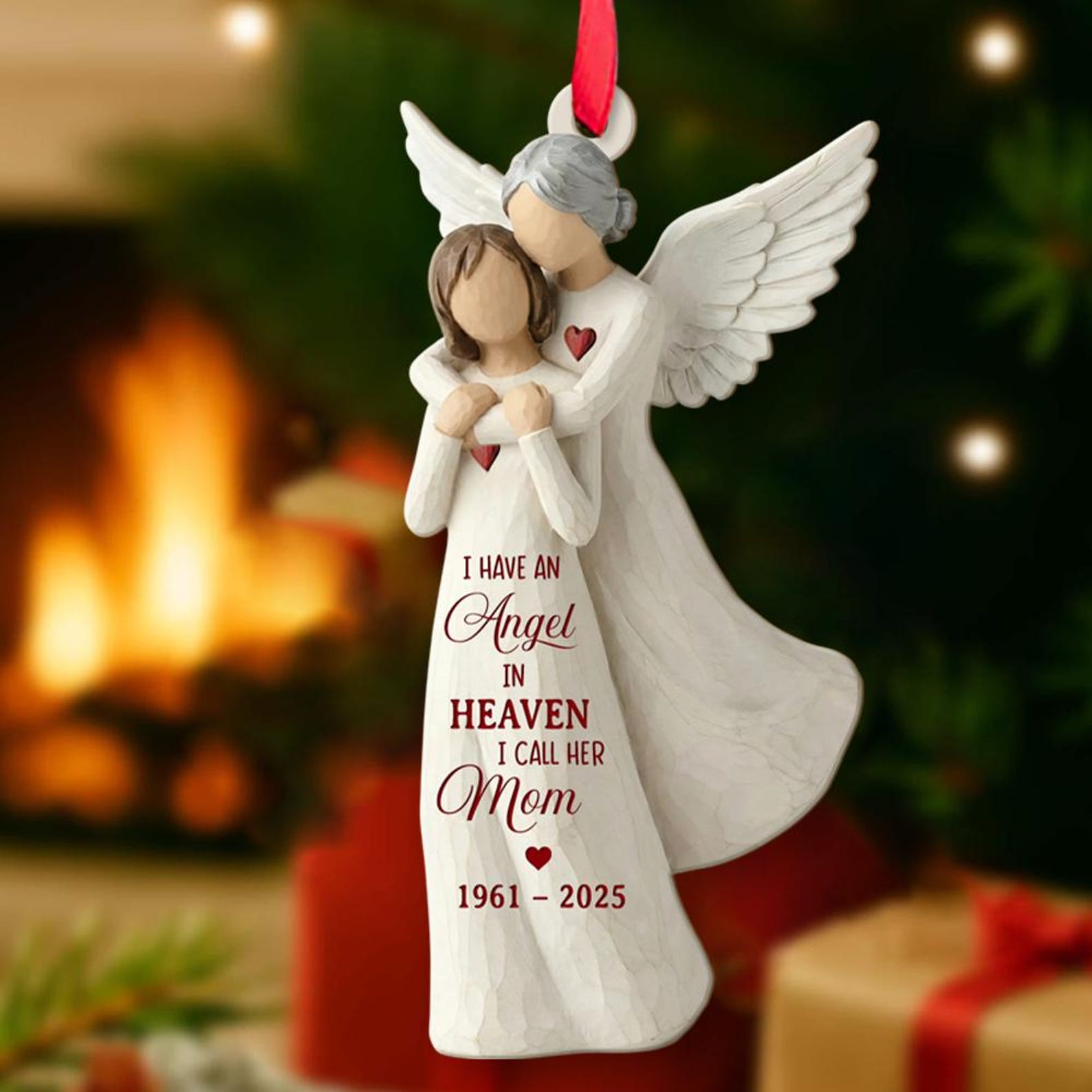 Personalized Memorial Ornament, Custom Christmas Angel In Heaven Dad Mom Loss Ornaments, Remembrance Keepsake, Loss of Parents Gift