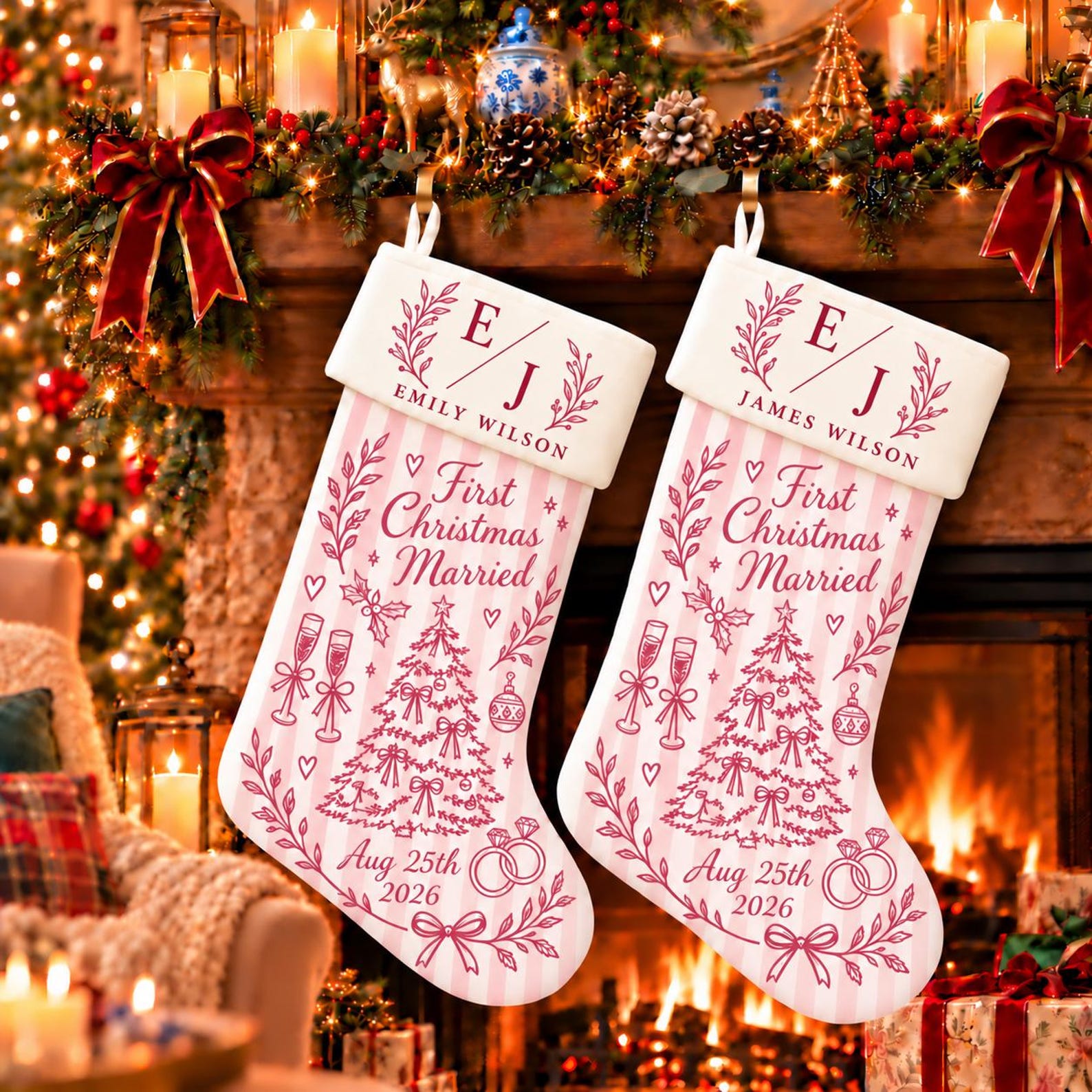 [Copy]Personalized Photo Christmas Stocking Decor With Name