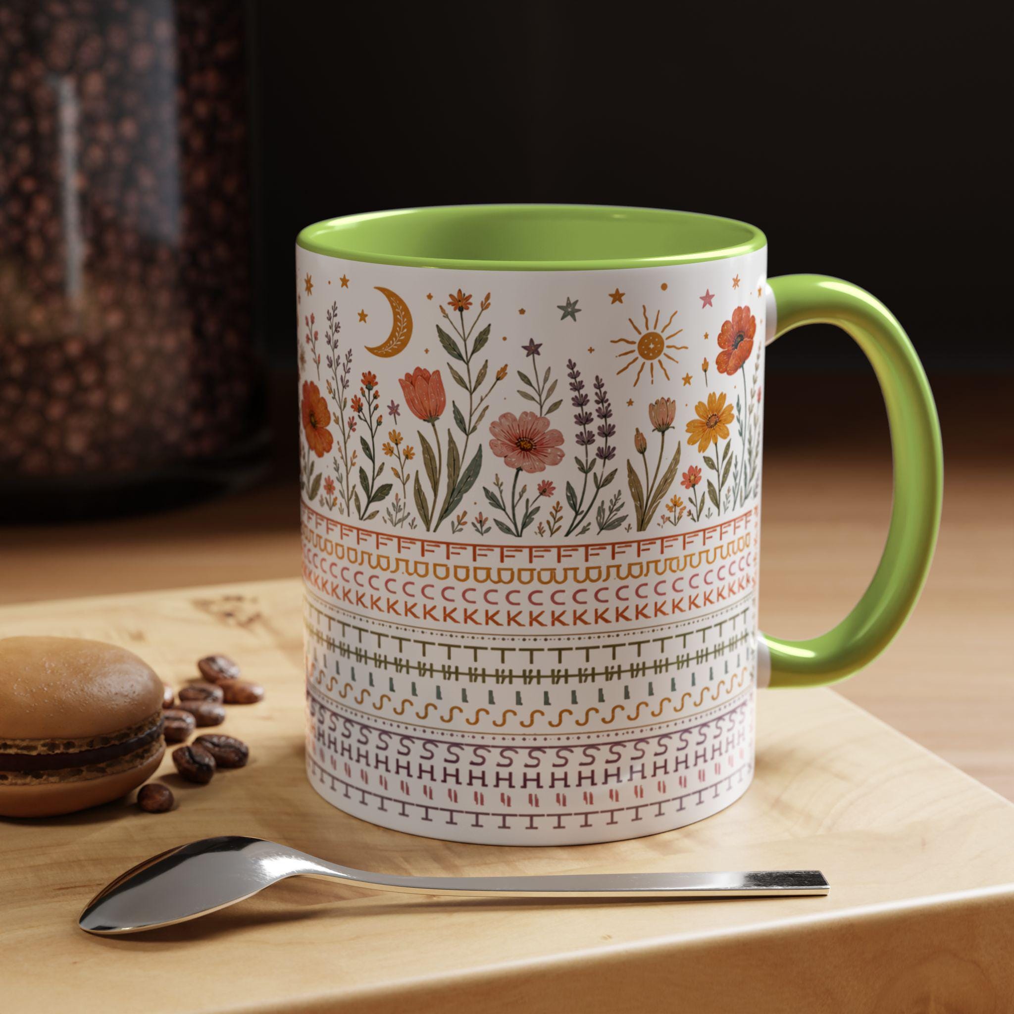 Hidden Swear Word Mug, Fuck This Shit Coffee Cup, Boho Floral Adult Humor Gift, Funny Coworker Mug, 11 oz Accent Mug