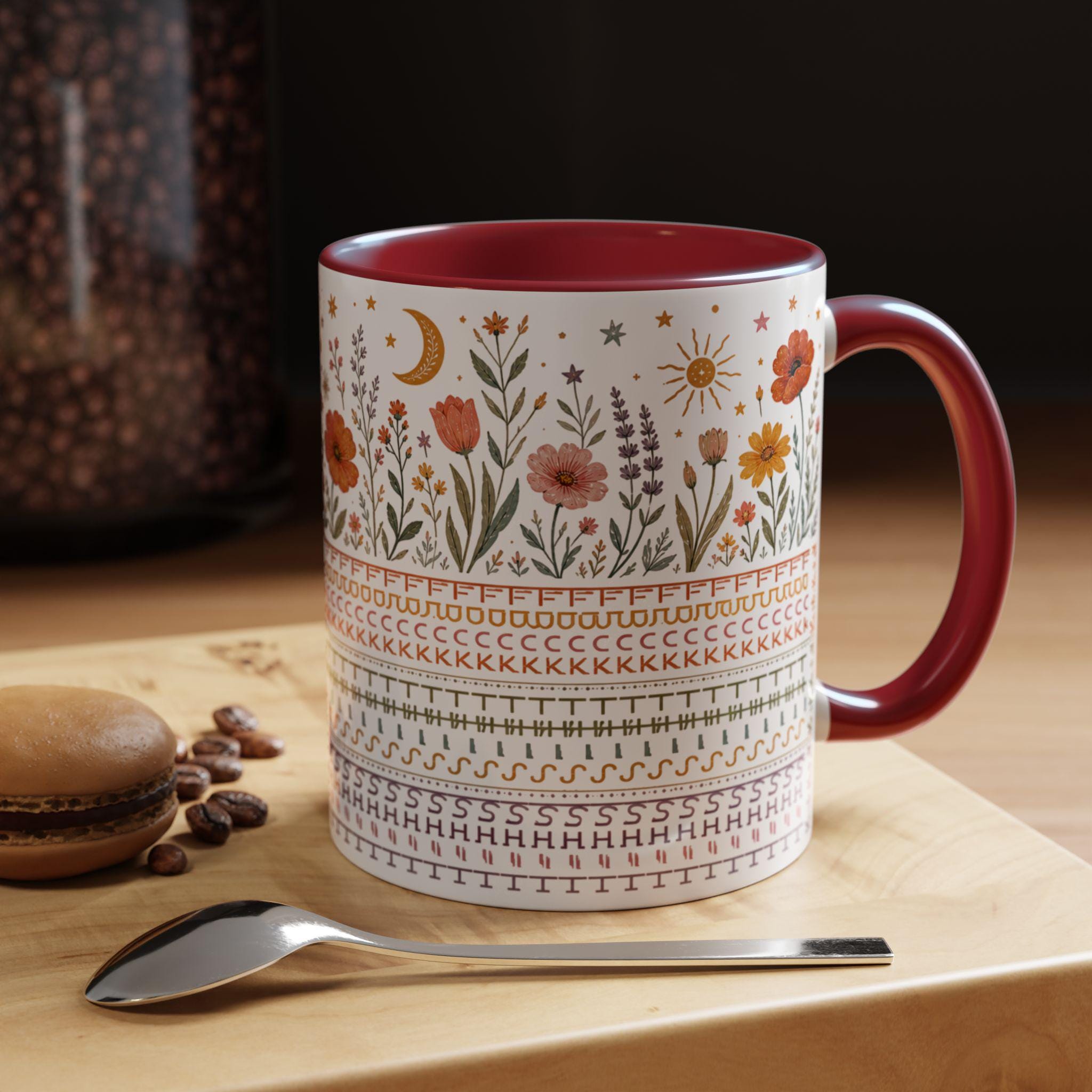 Hidden Swear Word Mug, Fuck This Shit Coffee Cup, Boho Floral Adult Humor Gift, Funny Coworker Mug, 11 oz Accent Mug