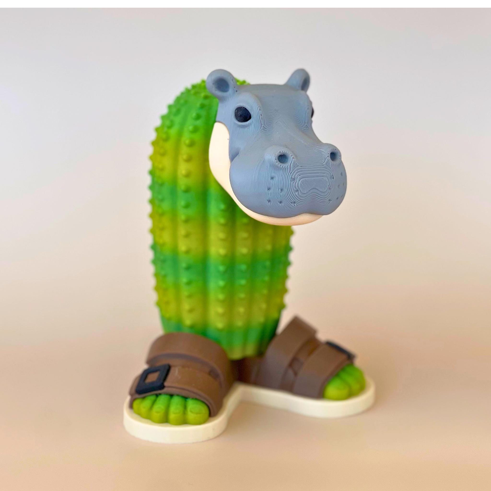 Cactus-Hippo Hybrid Figure – 3D Printed Collectible, Italian Brain Rot