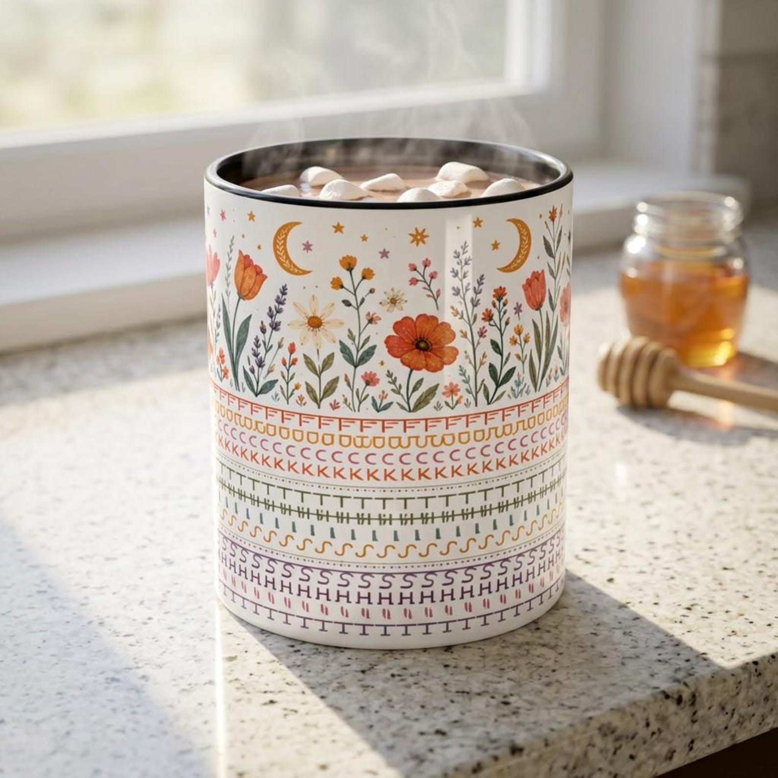 Hidden Swear Word Mug, Fuck This Shit Coffee Cup, Boho Floral Adult Humor Gift, Funny Coworker Mug, 11 oz Accent Mug