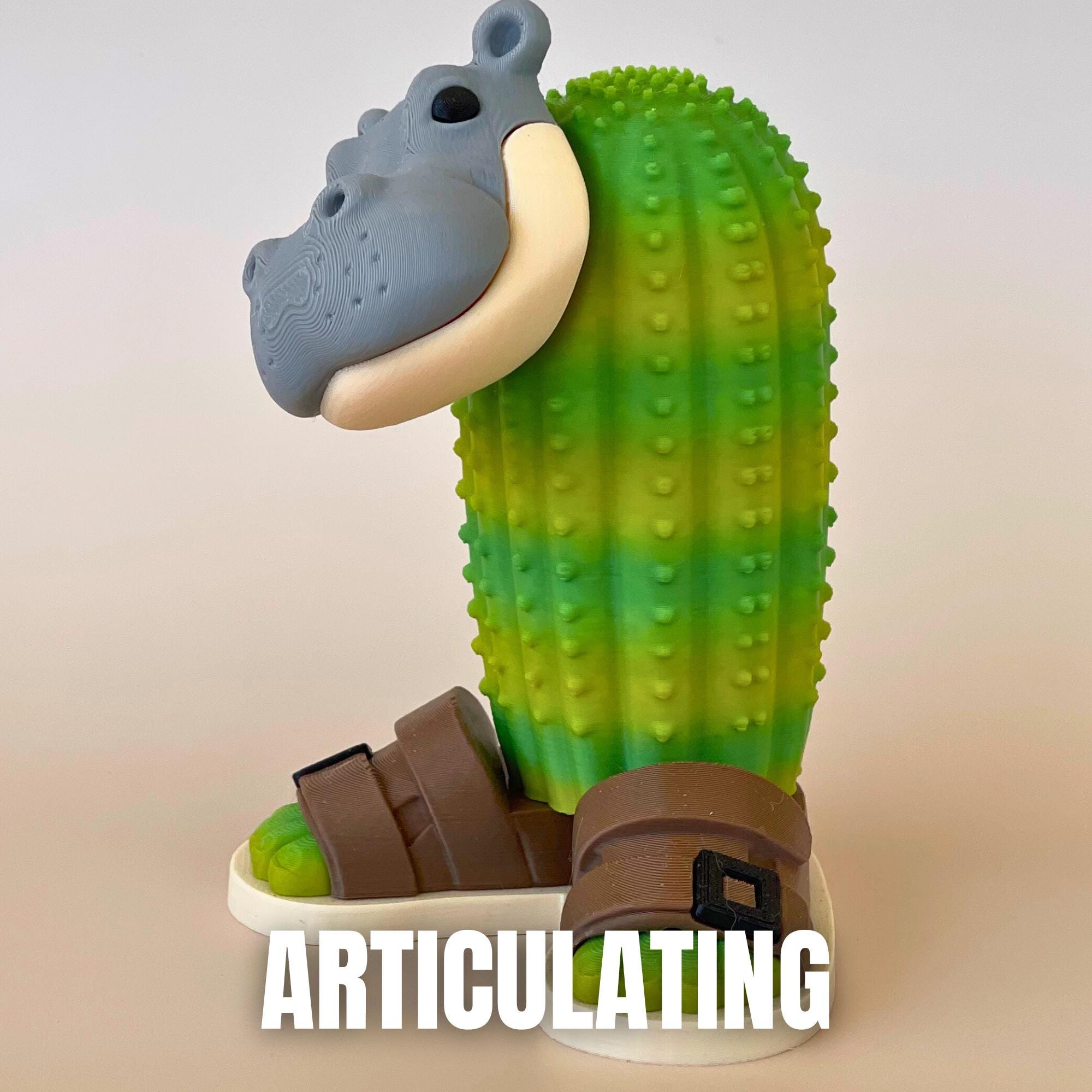Cactus-Hippo Hybrid Figure – 3D Printed Collectible, Italian Brain Rot