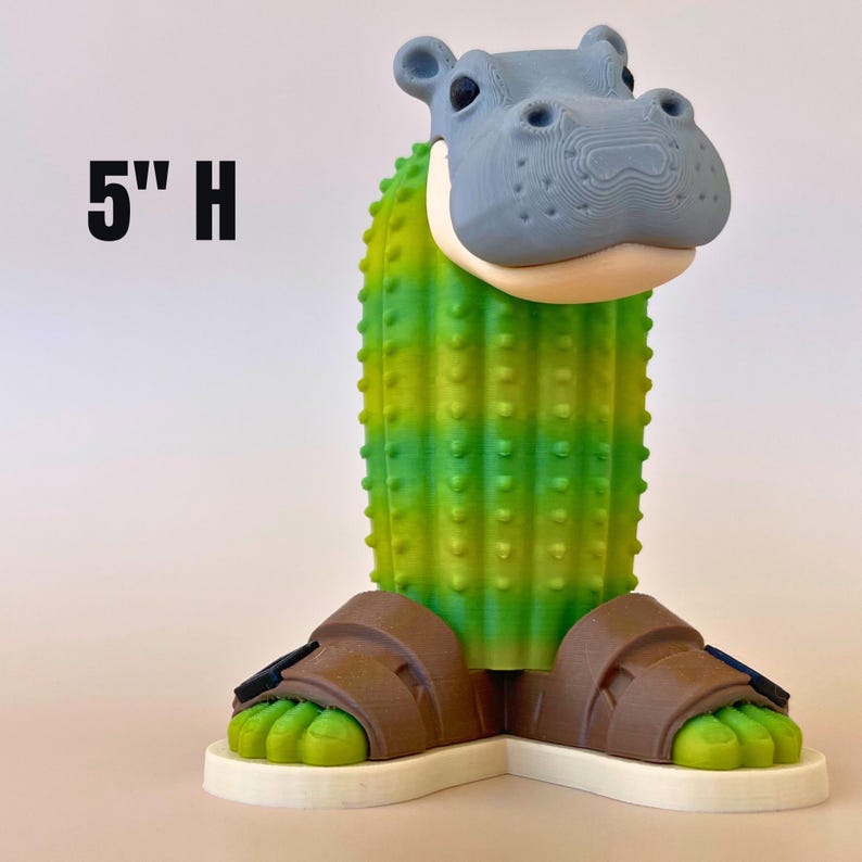 Cactus-Hippo Hybrid Figure – 3D Printed Collectible, Italian Brain Rot