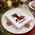 Personalized 100% Cotton Plaid Christmas Hat Initial Red Christmas Napkin with Name Table Decor Christmas Gift for Neighbors 