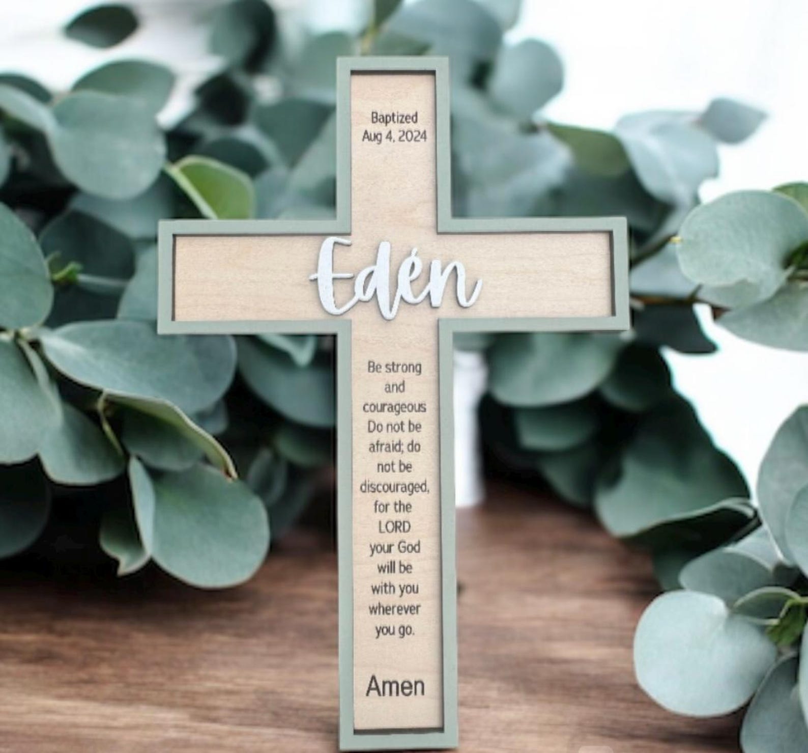 Personalized Wooden Cross, Custom Engraved Baptism Gift Marriage Gift for Newlyweds 