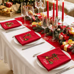 Personalized 100% Cotton Plaid Christmas Hat Initial Red Christmas Napkin with Name Table Decor Christmas Gift for Neighbors 