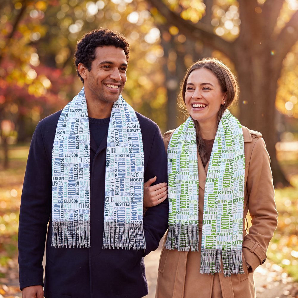 Personalized Criss-Cross Fun Sherpa Scarf with Name Gift for Her Him Christmas Gift Winter Holiday Gift Idea