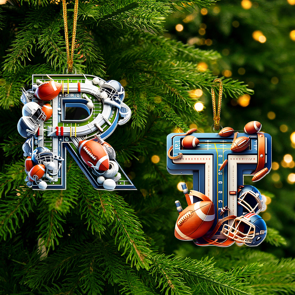 Personalized Football Ornament - Custom Alphabet Letter Gifts For Football Lovers
