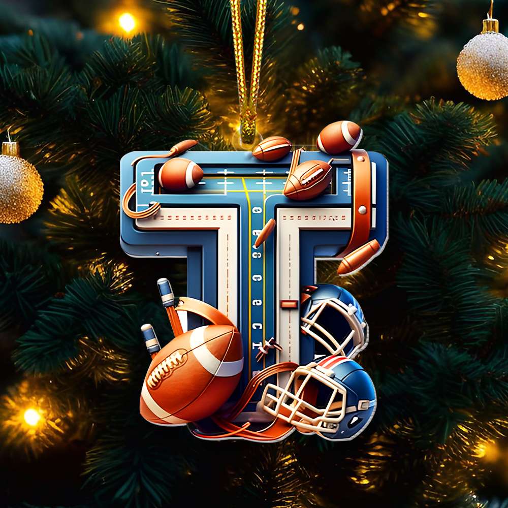 Personalized Football Ornament - Custom Alphabet Letter Gifts For Football Lovers