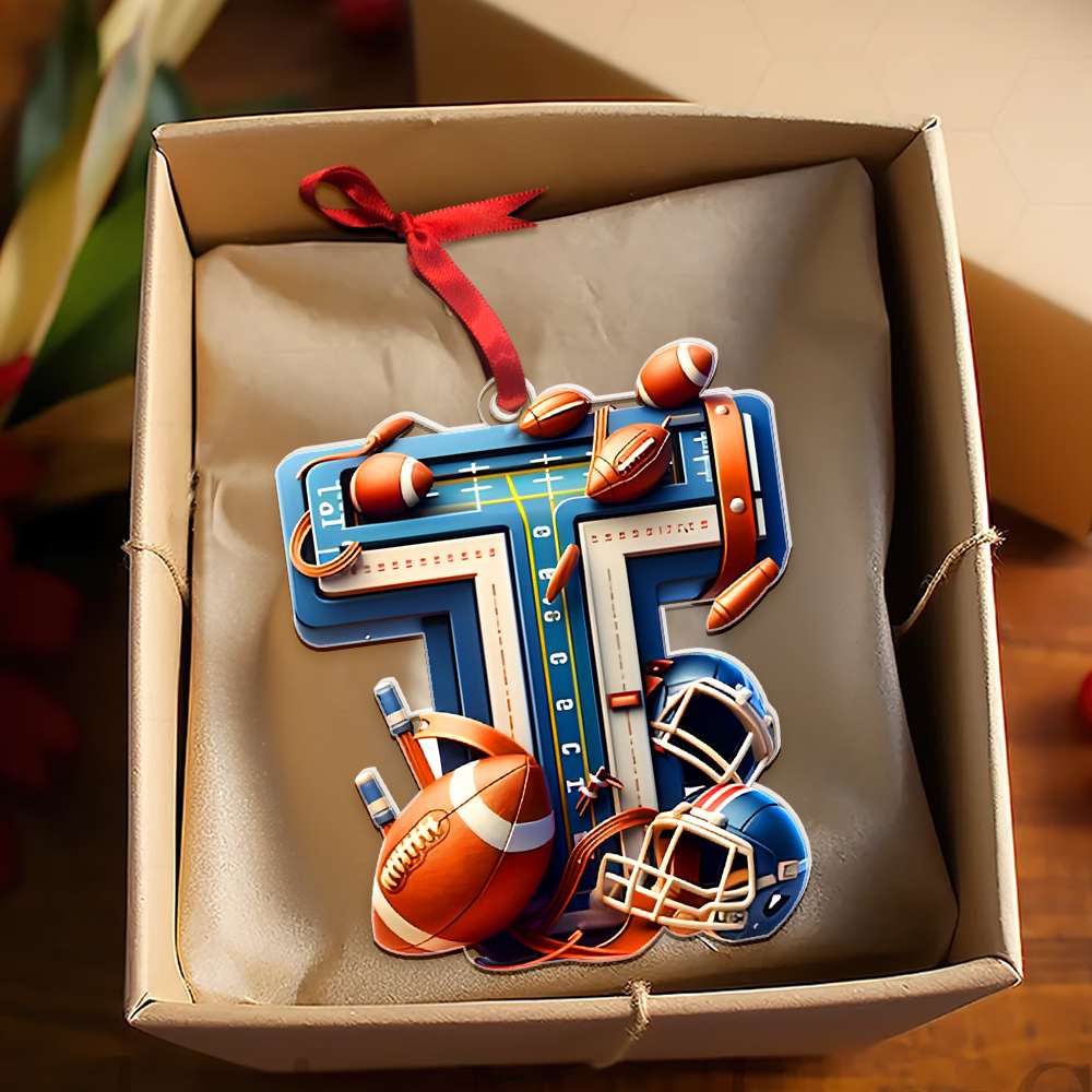 Personalized Football Ornament - Custom Alphabet Letter Gifts For Football Lovers