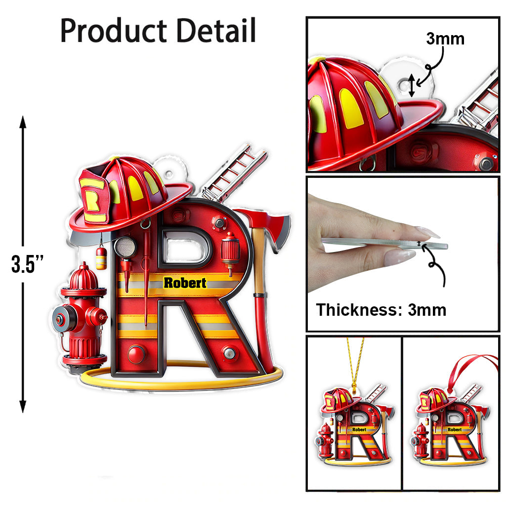 Personalized Firefighter Alphabet Decoration - Personalized Firefighter Ornament