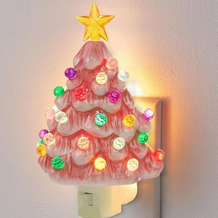 Resin Christmas Tree Night Light, Santa Elf Holiday Decor