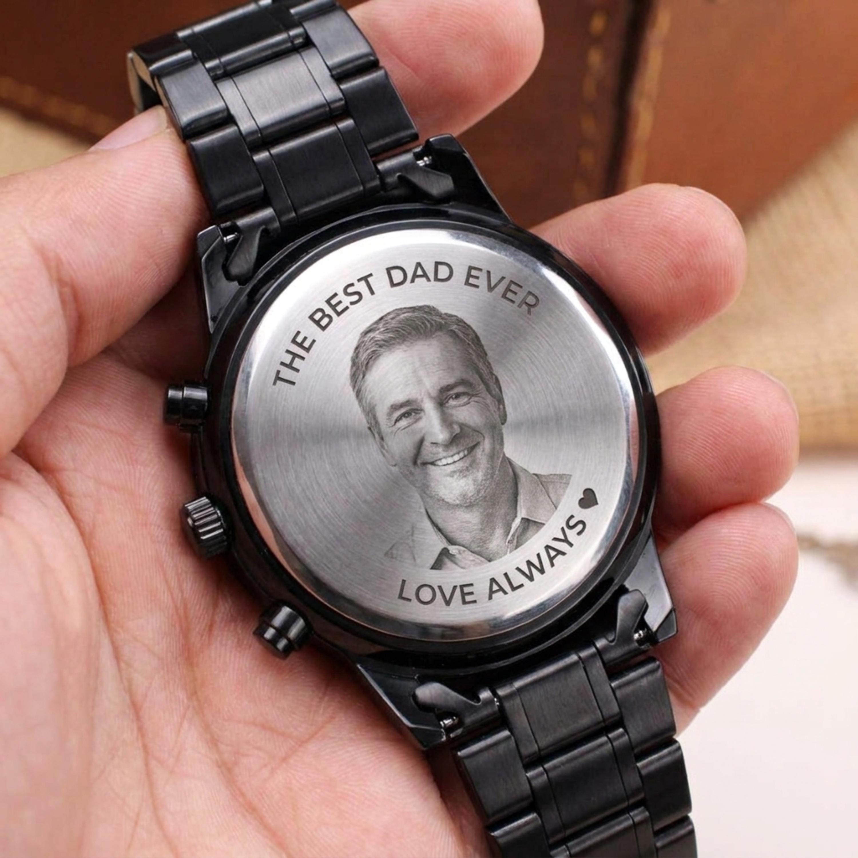 Personalized Photo Engraved Watch for Men, Personalized Picture Watch, Custom Photo Gift, Anniversary Gift for Husband, Boyfriend & Memorial Keepsake