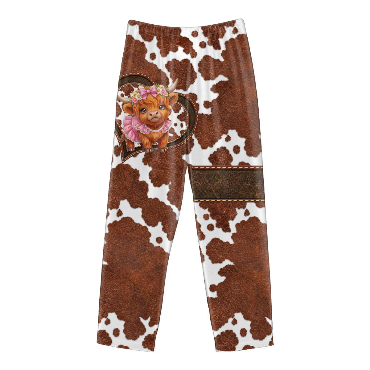 Personalized Highland Cow Soft Pajama Pants with Name Daily Wear Birthday Christmas Gift for Family Cow Lovers
