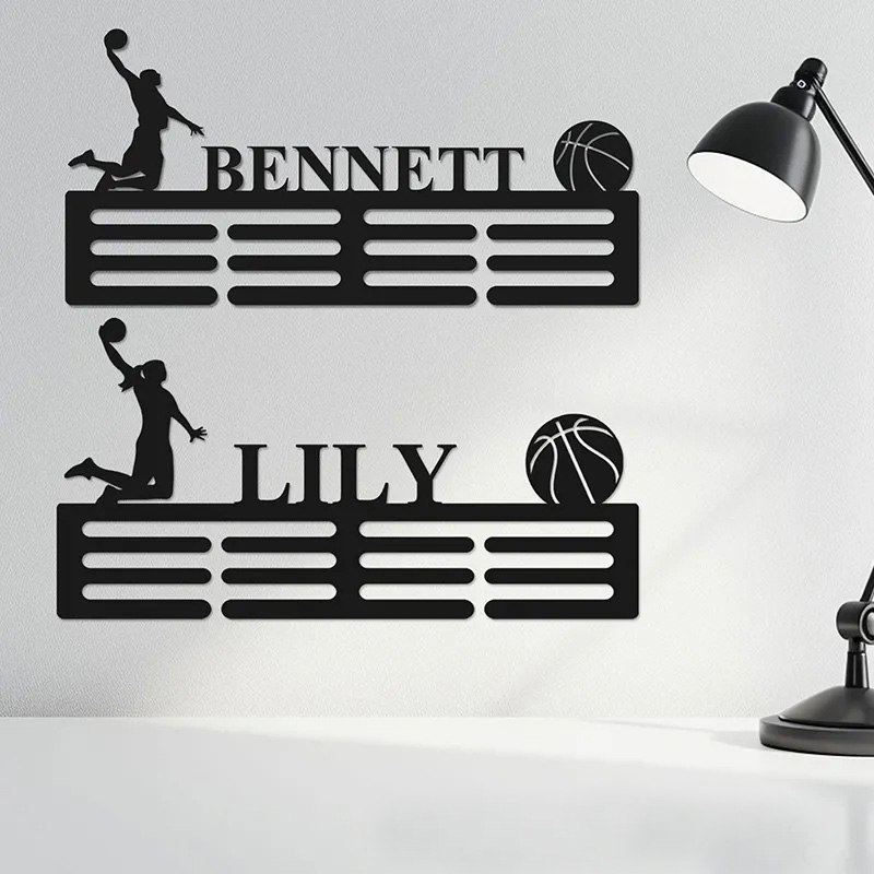 Personalized Basketball Medal Holder with Custom Name and Player Design