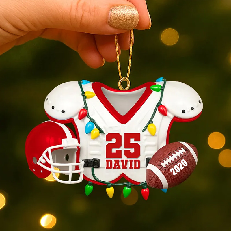 Personalized American Football Ornament with Custom Name and Number