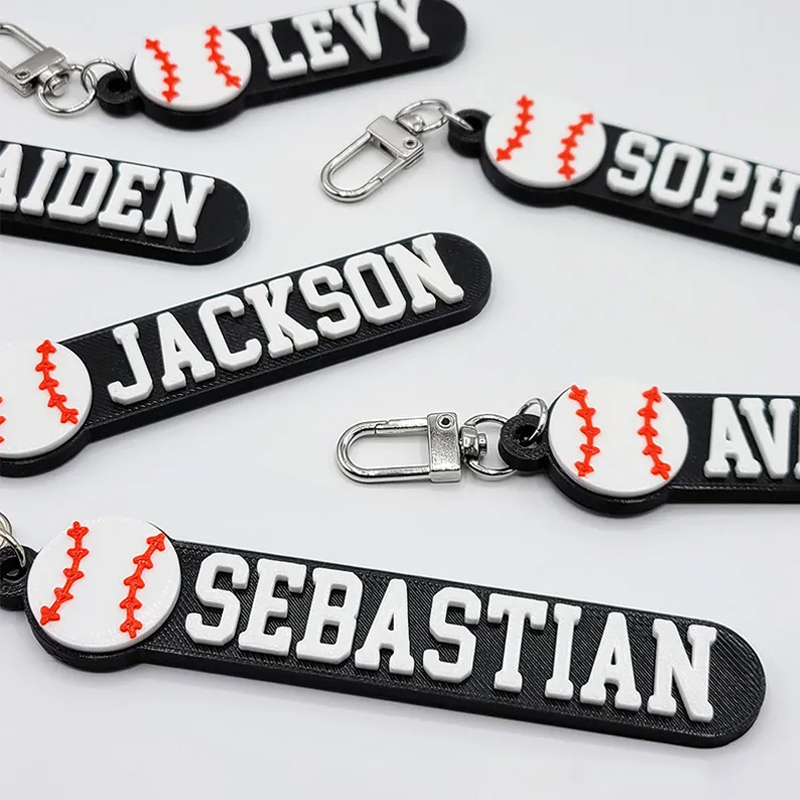 Personalized 3D Baseball-Themed Keychain Featuring Custom Name  