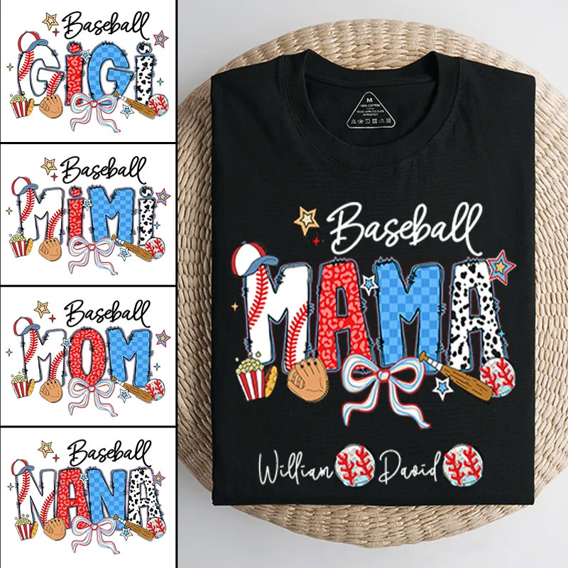 Personalized Baseball T-Shirt with Custom Name and Design for Mom Nana and More