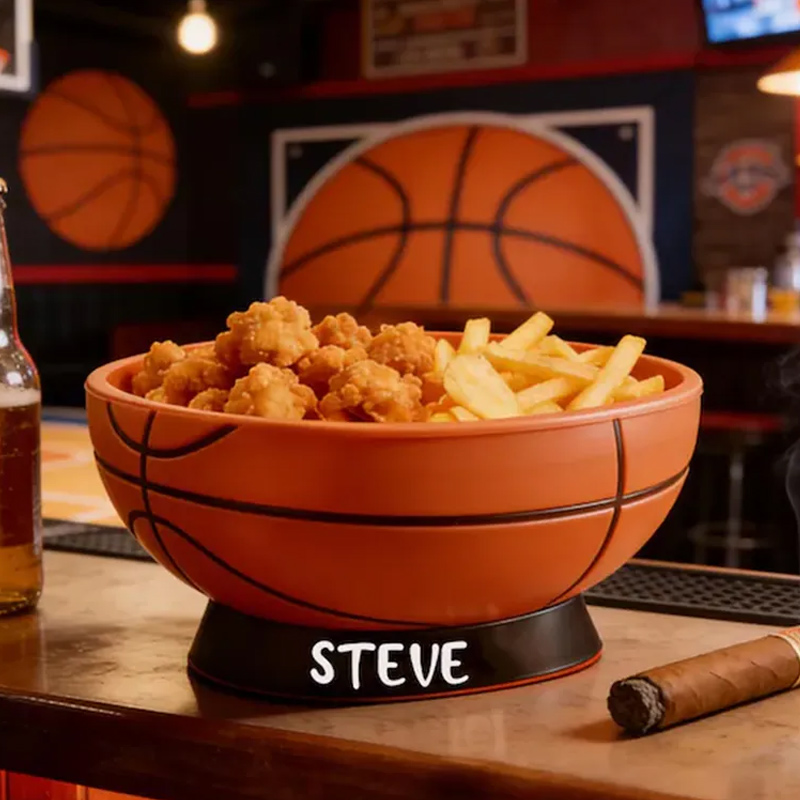 Personalized Basketball Snack Bowl with Custom Name for Sports Fans