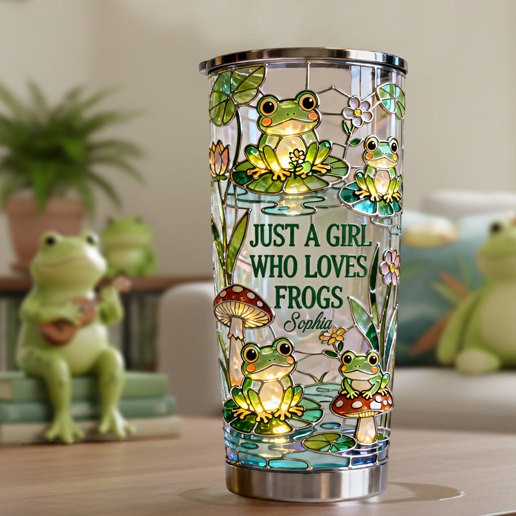Personalized Just A Girl Who Loves Frogs Frog Tumbler Birthday Gifts for Kids