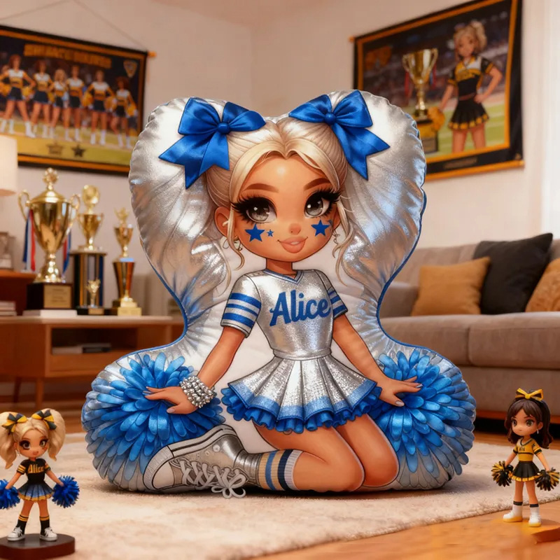 Personalized Cheerleader Pillow with Your Name Adorable Custom Gift for Cheer Fans Perfect for Decoration or Cuddling