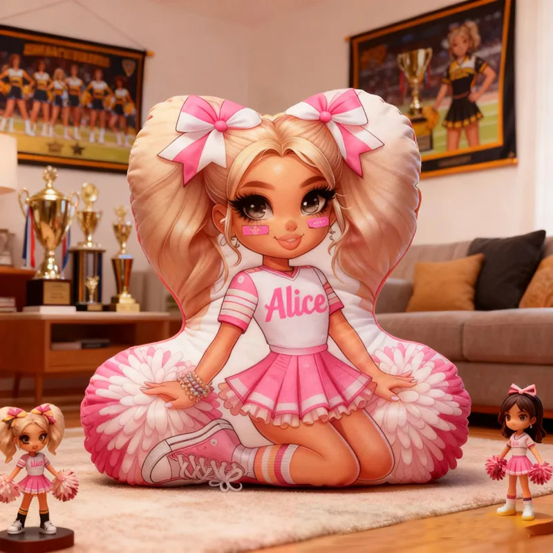 Personalized Cheerleader Pillow with Your Name Adorable Custom Gift for Cheer Fans Perfect for Decoration or Cuddling