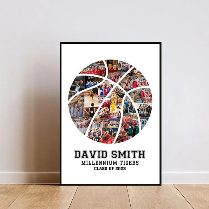 Personalized Basketball Memories Photo Wall Art Poster Without Frame Photo Style Art Gift for Basketball Fans and Athletes 